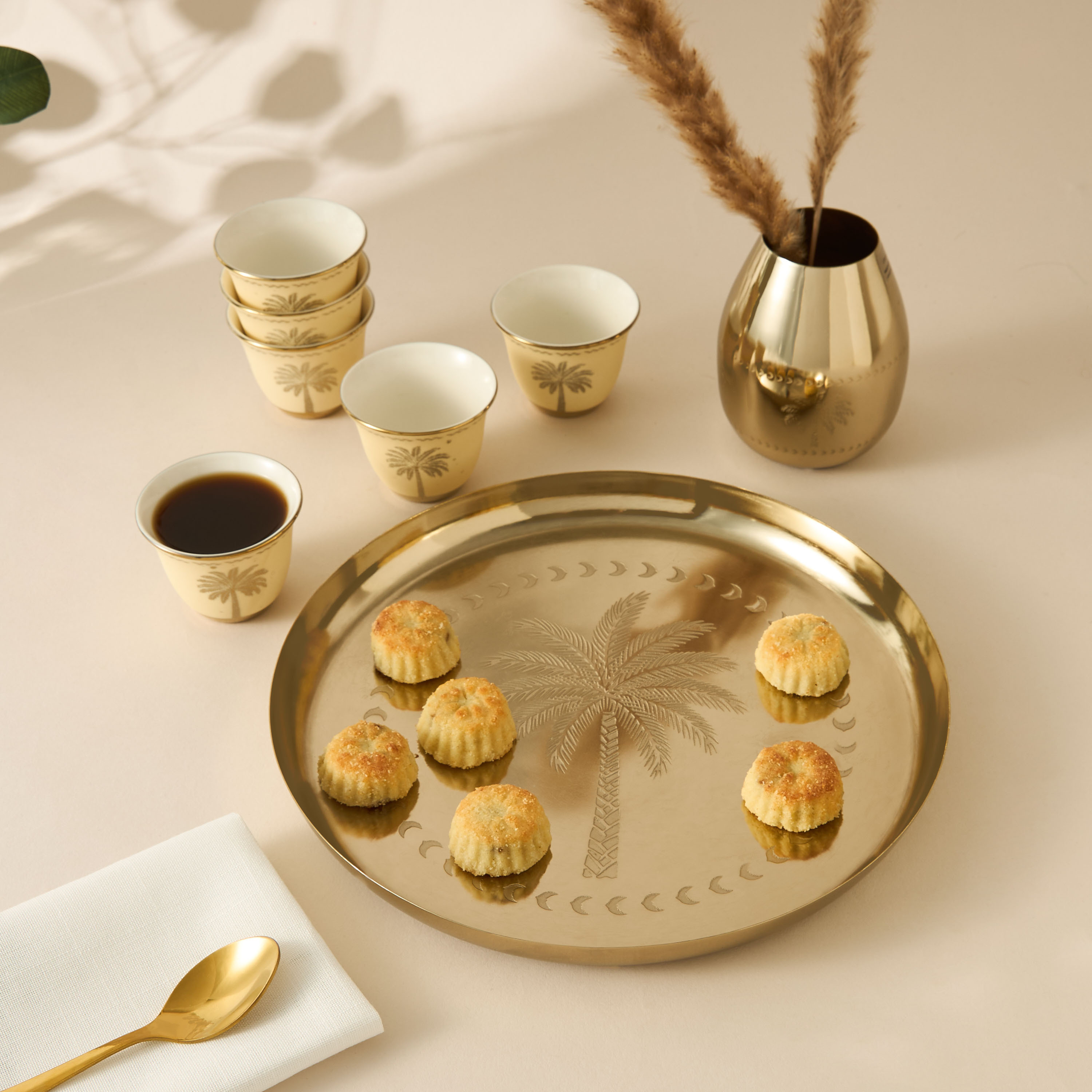 Palm Tree Print 6-Piece Bone China Kahwa Cup Set - 80 ml-household-dining-teaandcoffee-teaandcoffeesets-image-6
