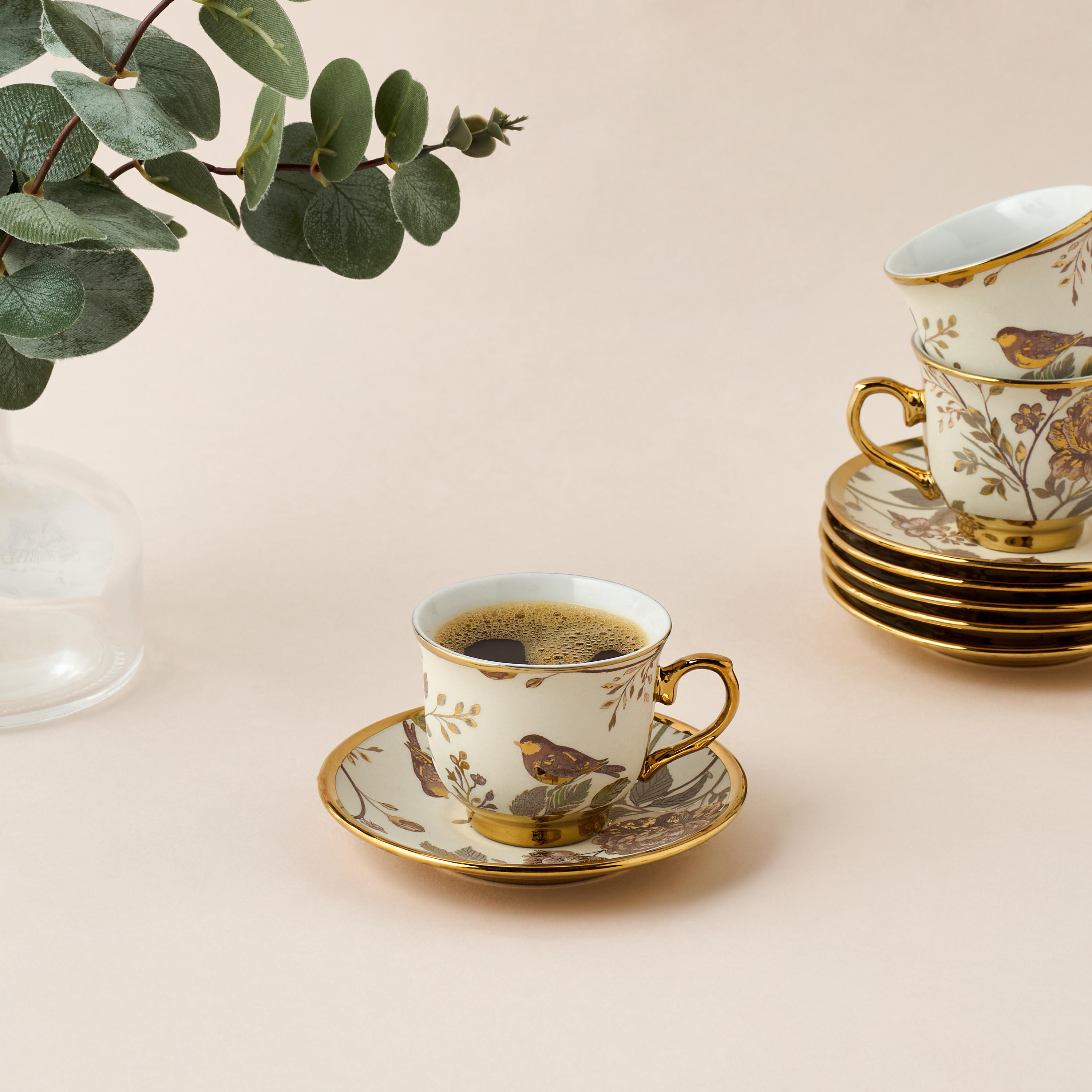 Alina Floral Print 12-Piece Porcelain Cup and Saucer Set - 90 ml-household-dining-teaandcoffee-teaandcoffeesets-image-2