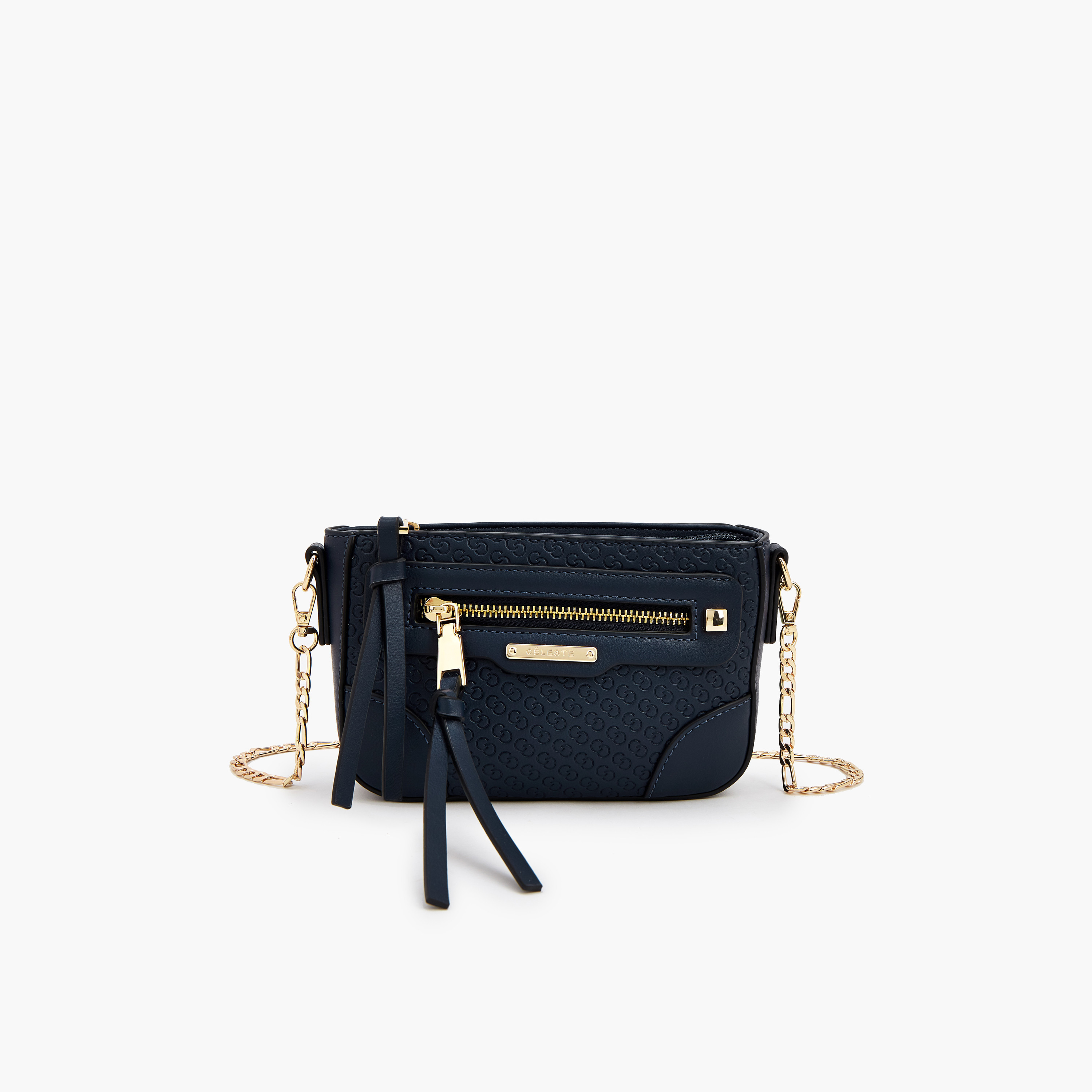 Celeste Embossed Crossbody Bag with Chain Strap-women-bagsandwallets-handbags-image-1