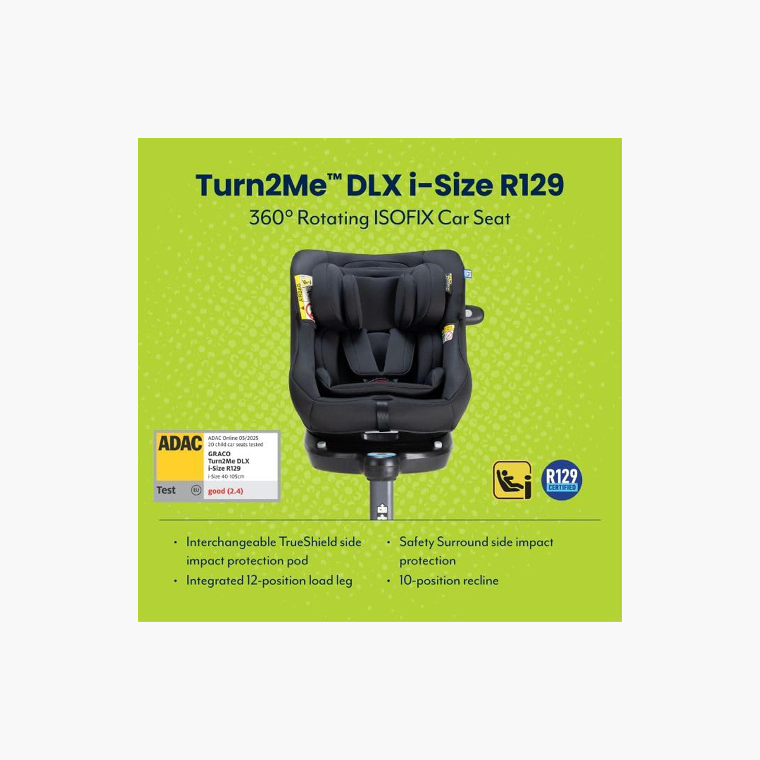 مقعد سيارة قابل للتحويل مع حماية من الصدمات الجانبية وحزام أمان خماسي النقاط ونظام أيزوفيكس من جراكو -baby-gear-carseats-image-4