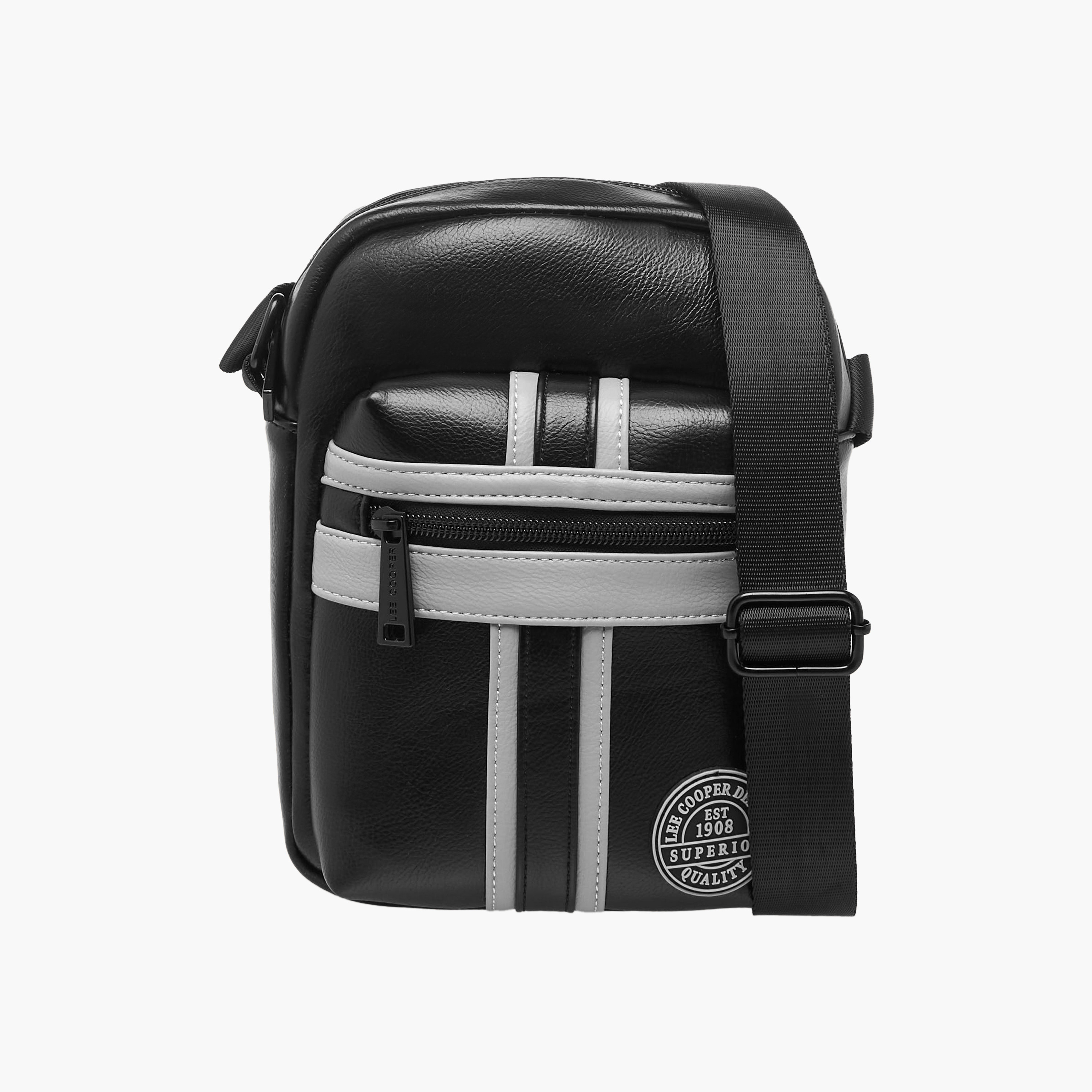 Lee Cooper Panelled Crossbody Bag with Zip Closure-men-bags-image-1