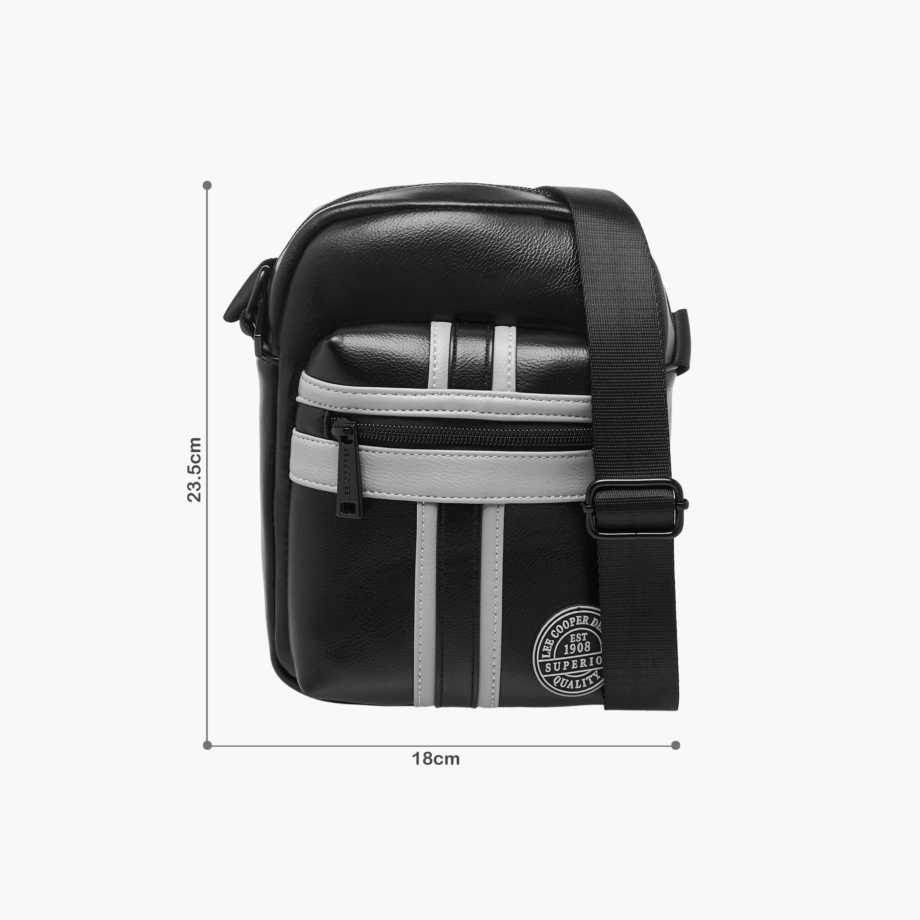 Lee Cooper Panelled Crossbody Bag with Zip Closure-men-bags-image-2