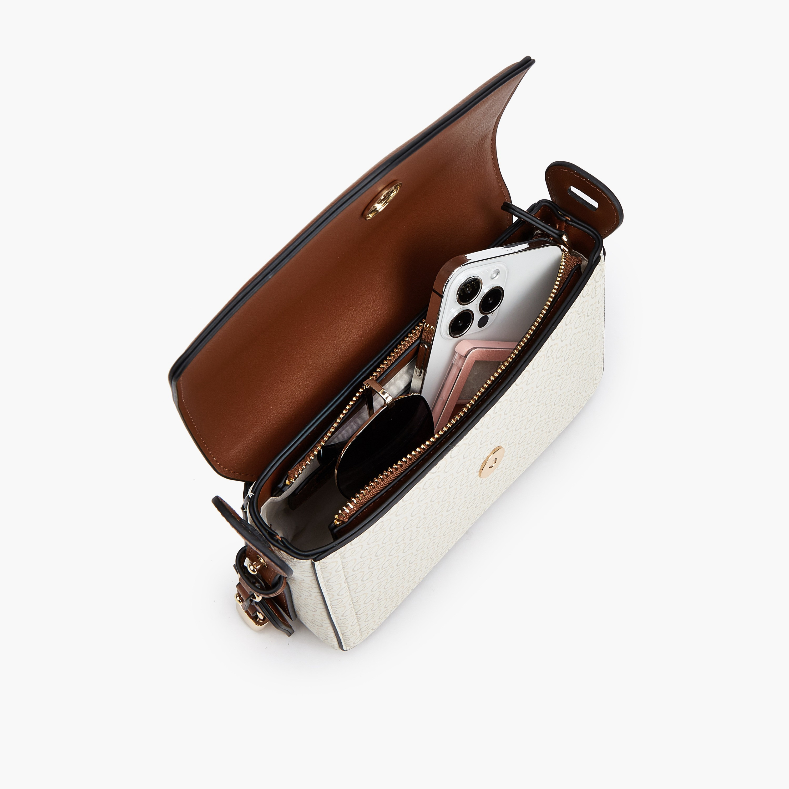 شنطة كروس بودي بطبعات مونوجرام بحزام قابل للتعديل من سيليست-women-bagsandwallets-handbags-image-8