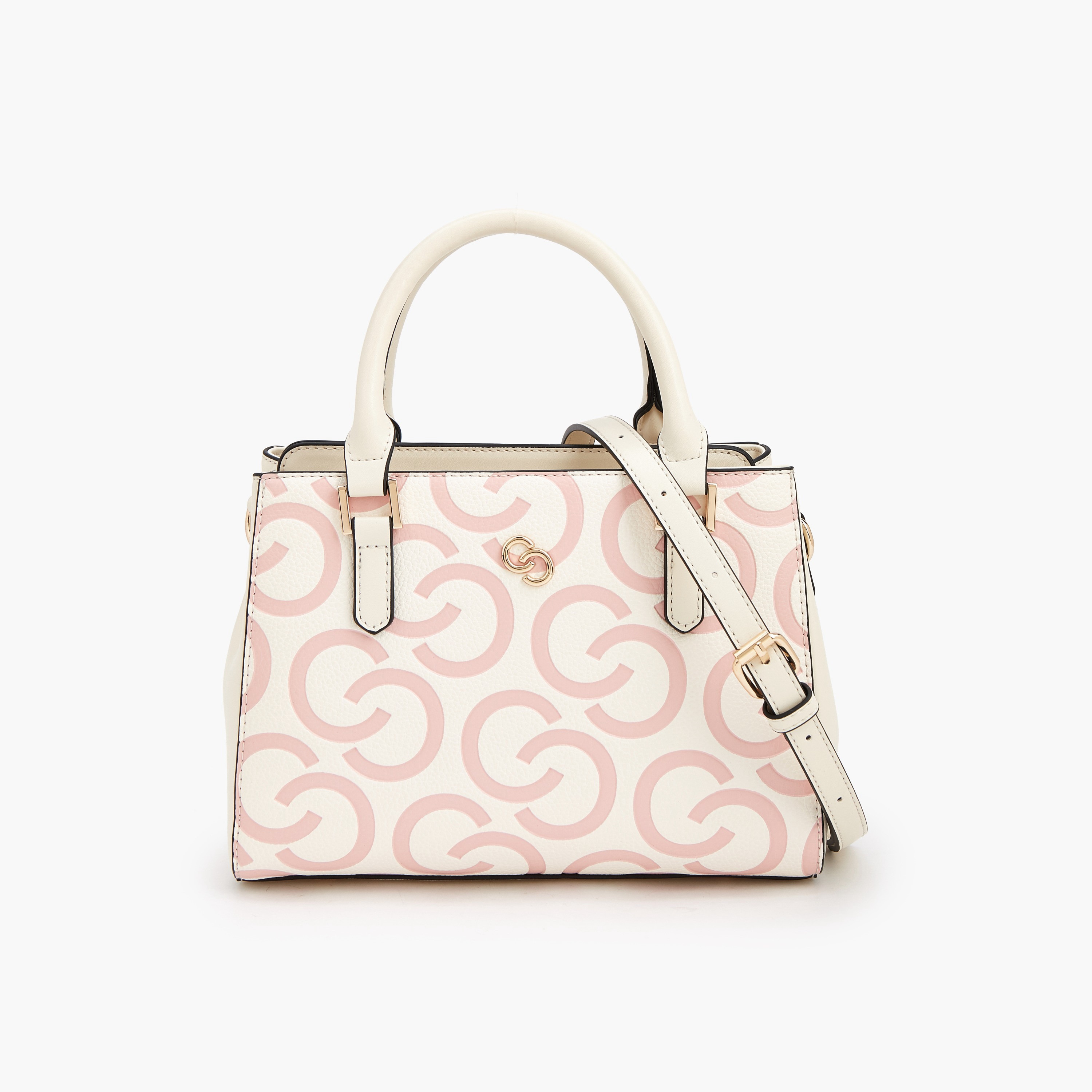 شنطة توتي بنقوش مونوجرام بارزة بحزام قابل للتعديل من سيليست-women-bagsandwallets-handbags-image-1