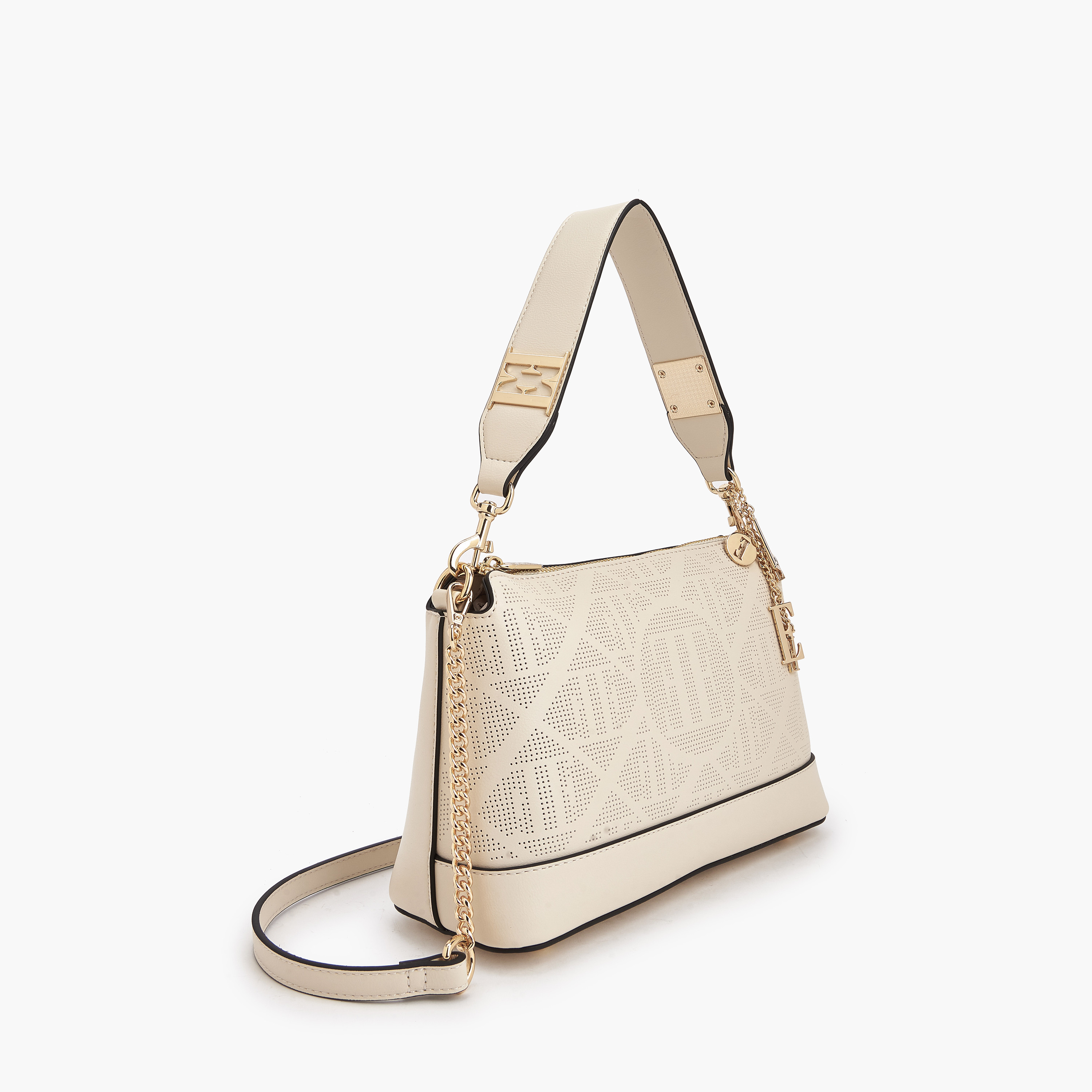 Elle Laser Cut Textured Shoulder Bag with Detachable Strap-women-bagsandwallets-handbags-image-4