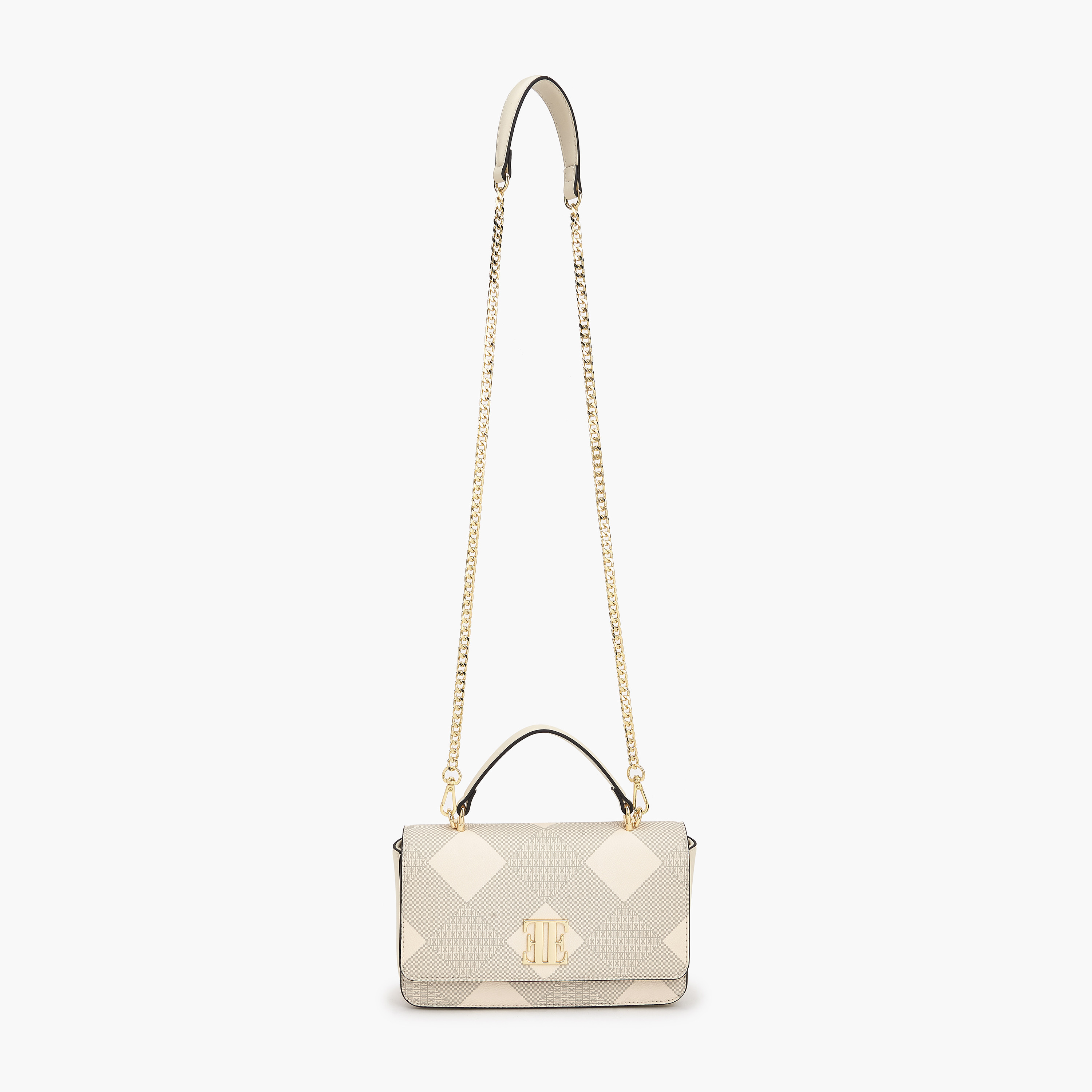 Elle Monogram Print Satchel Bag with Chain Strap-women-bagsandwallets-handbags-image-2