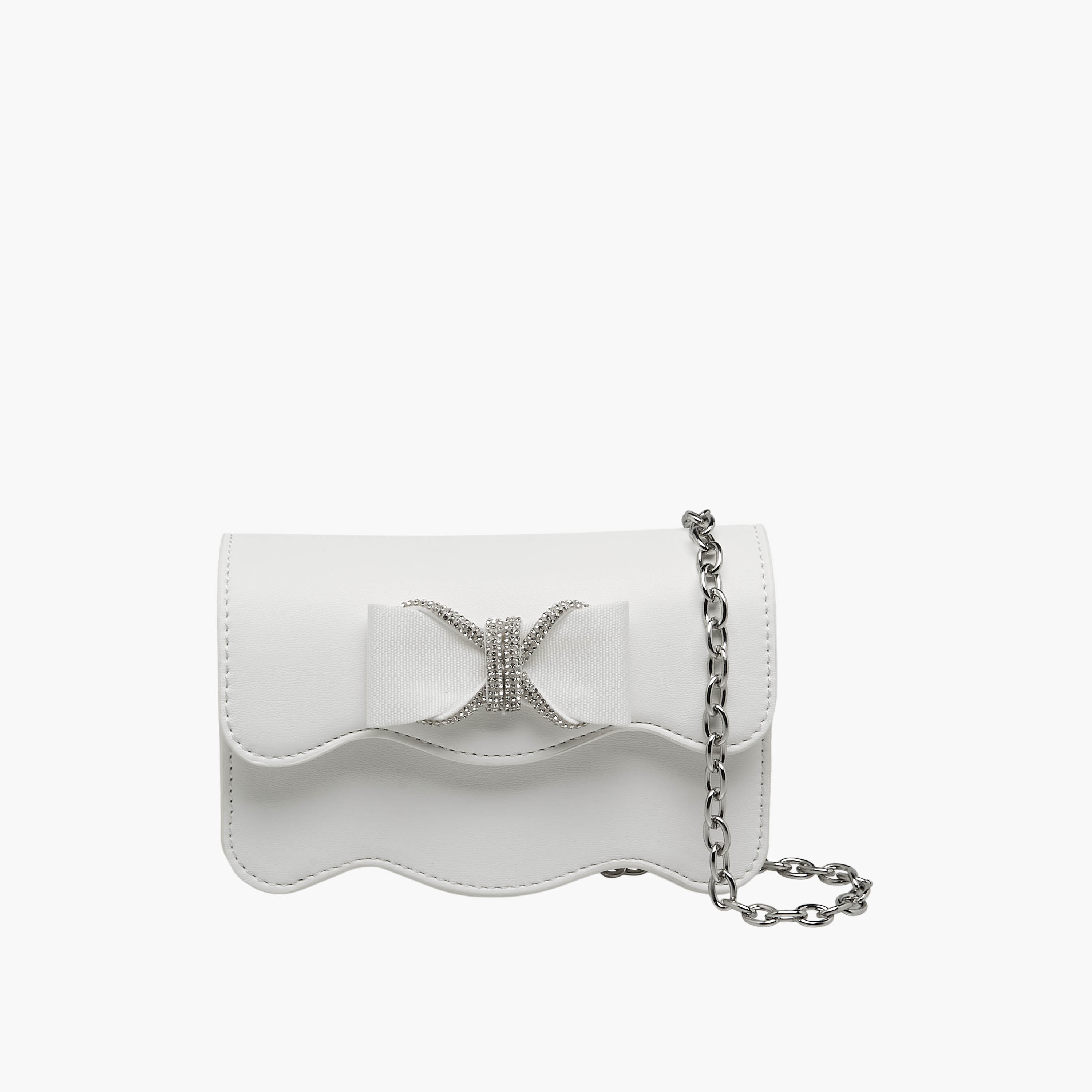 Celeste Scalloped Bow Embellished Crossbody Bag with Chain Strap-girls-accessories-bags-image-1