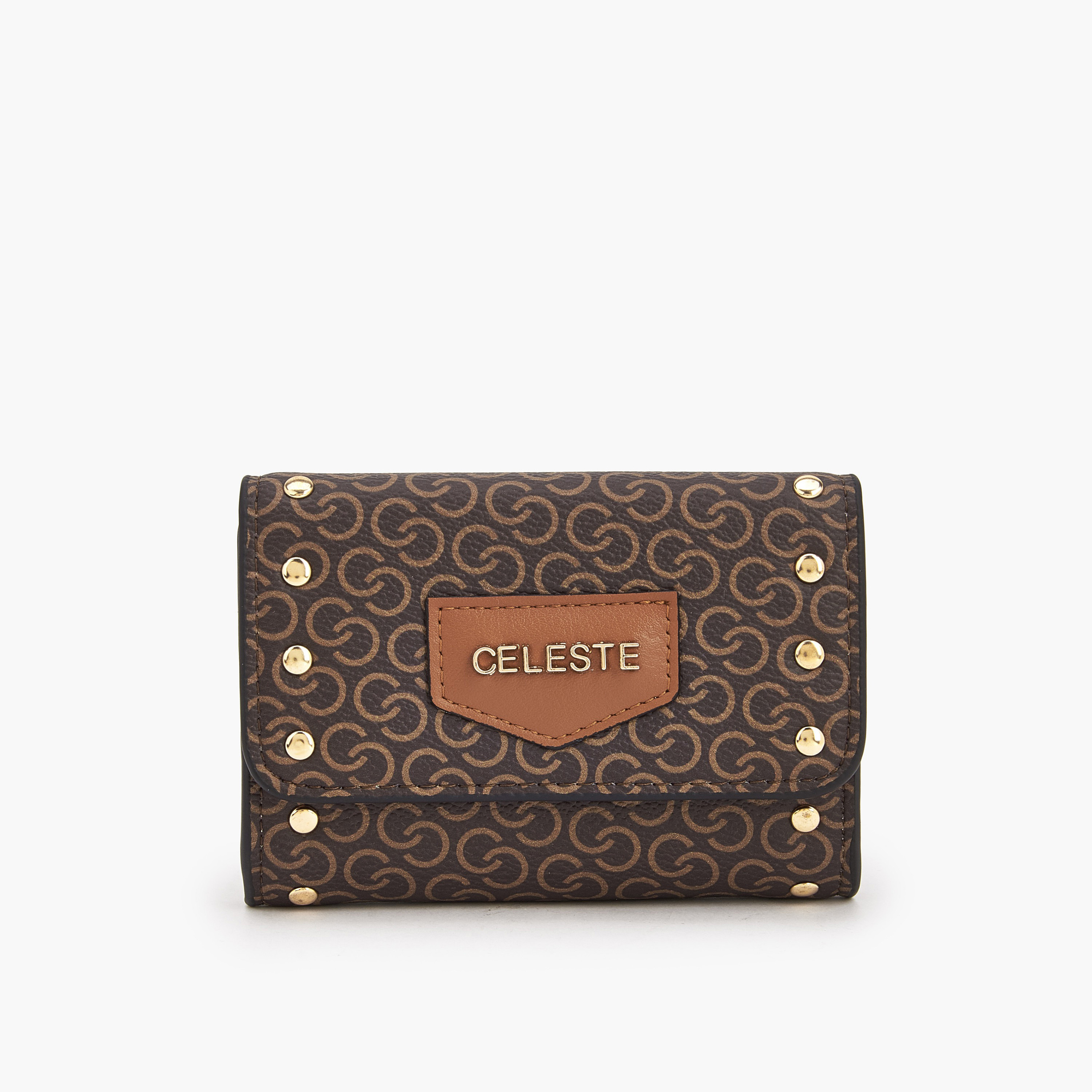Celeste Stud Embellished Wallet with Button Closure-women-bagsandwallets-wallets-image-1
