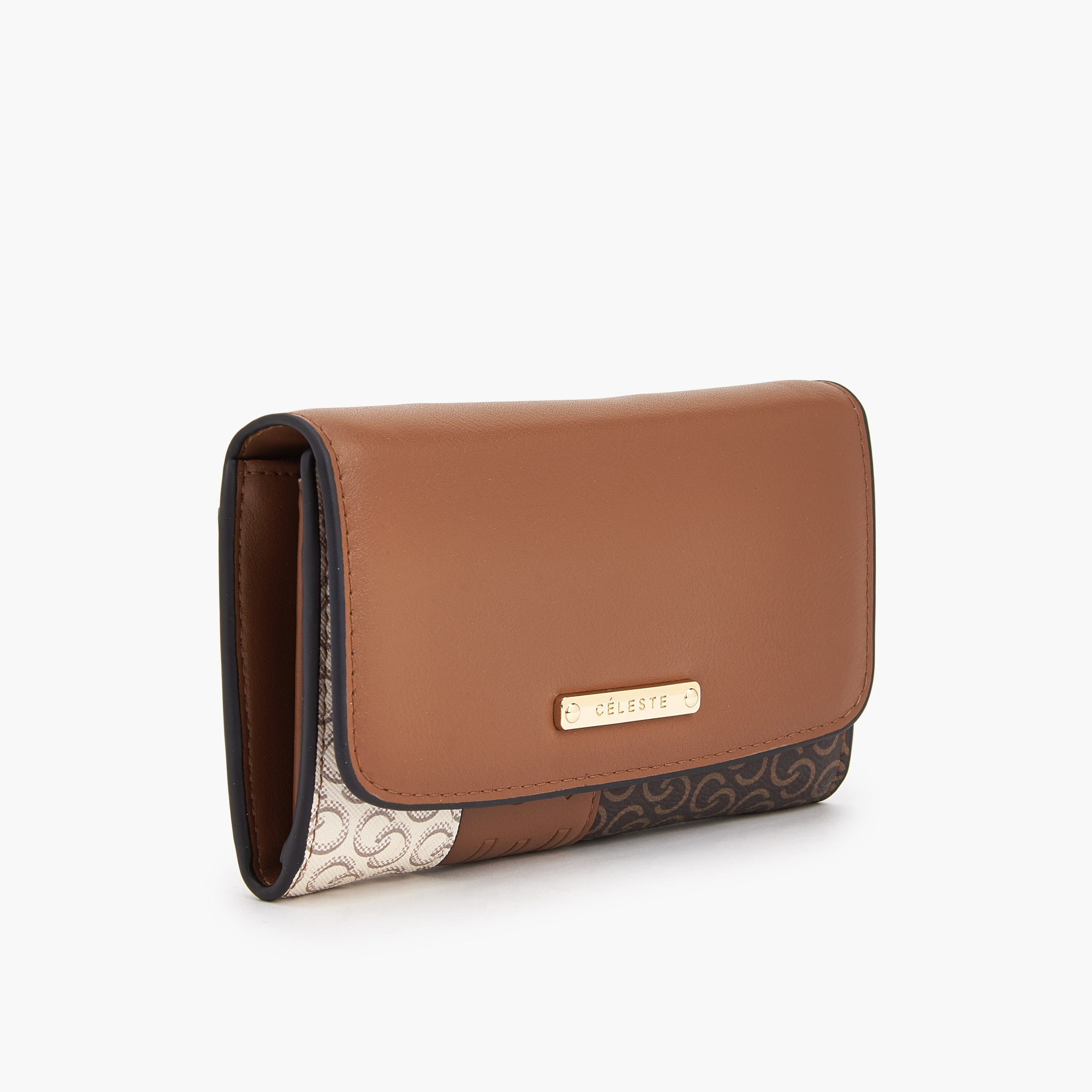 Celeste Monogram Print Wallet with Button Closure-women-bagsandwallets-wallets-image-2
