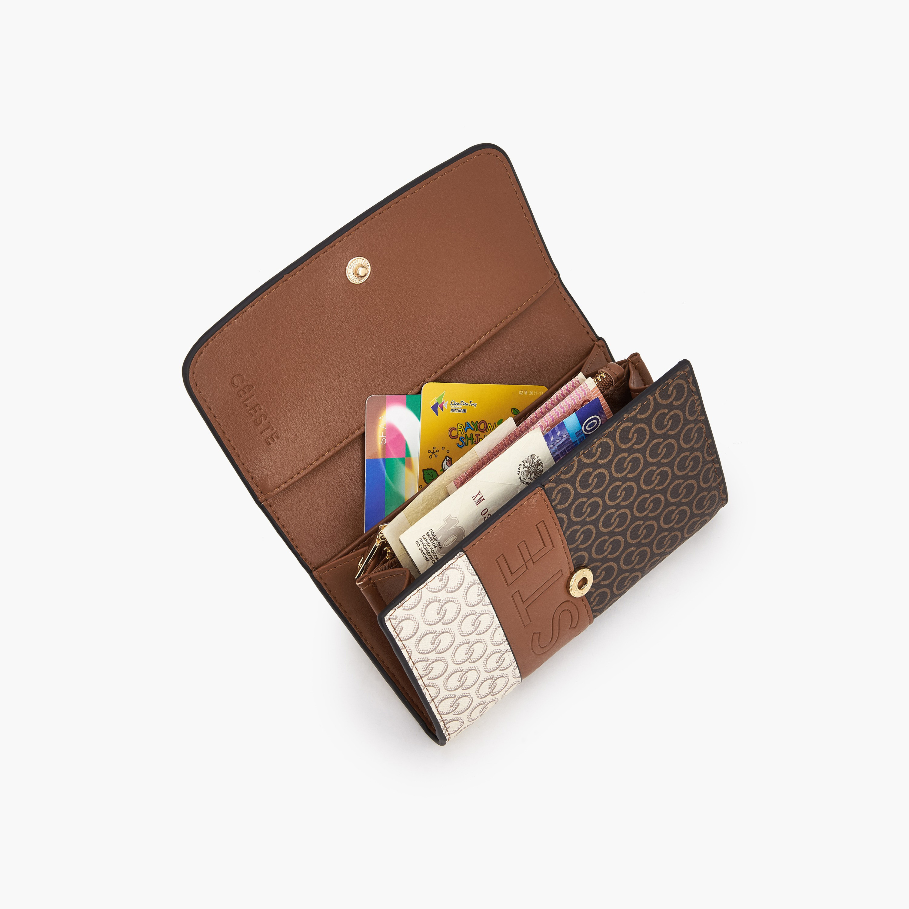 Celeste Monogram Print Wallet with Button Closure-women-bagsandwallets-wallets-image-7