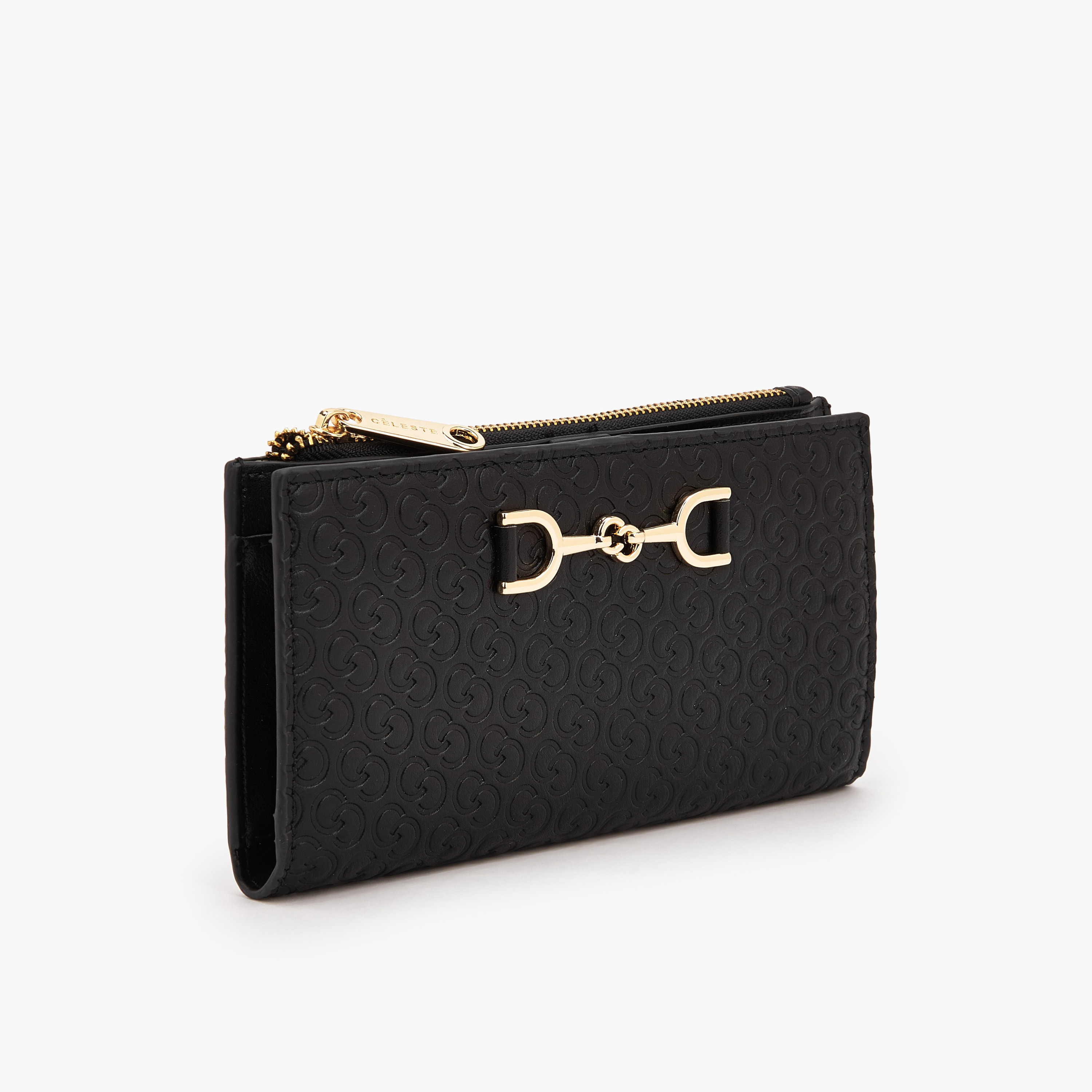 محفظة بنقوش مونوجرام مع زر إغلاق من سيليست-women-bagsandwallets-wallets-image-2