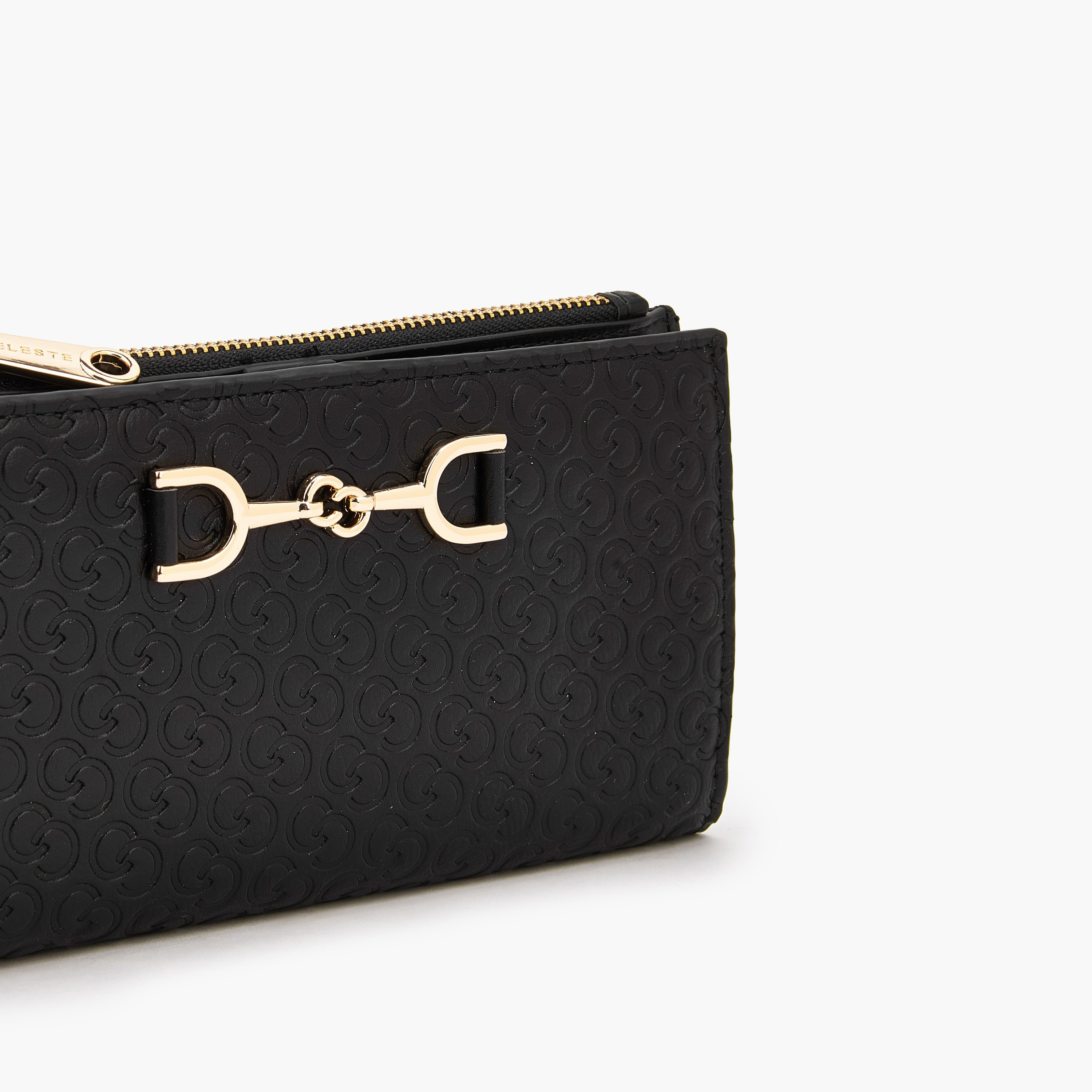 محفظة بنقوش مونوجرام مع زر إغلاق من سيليست-women-bagsandwallets-wallets-image-3