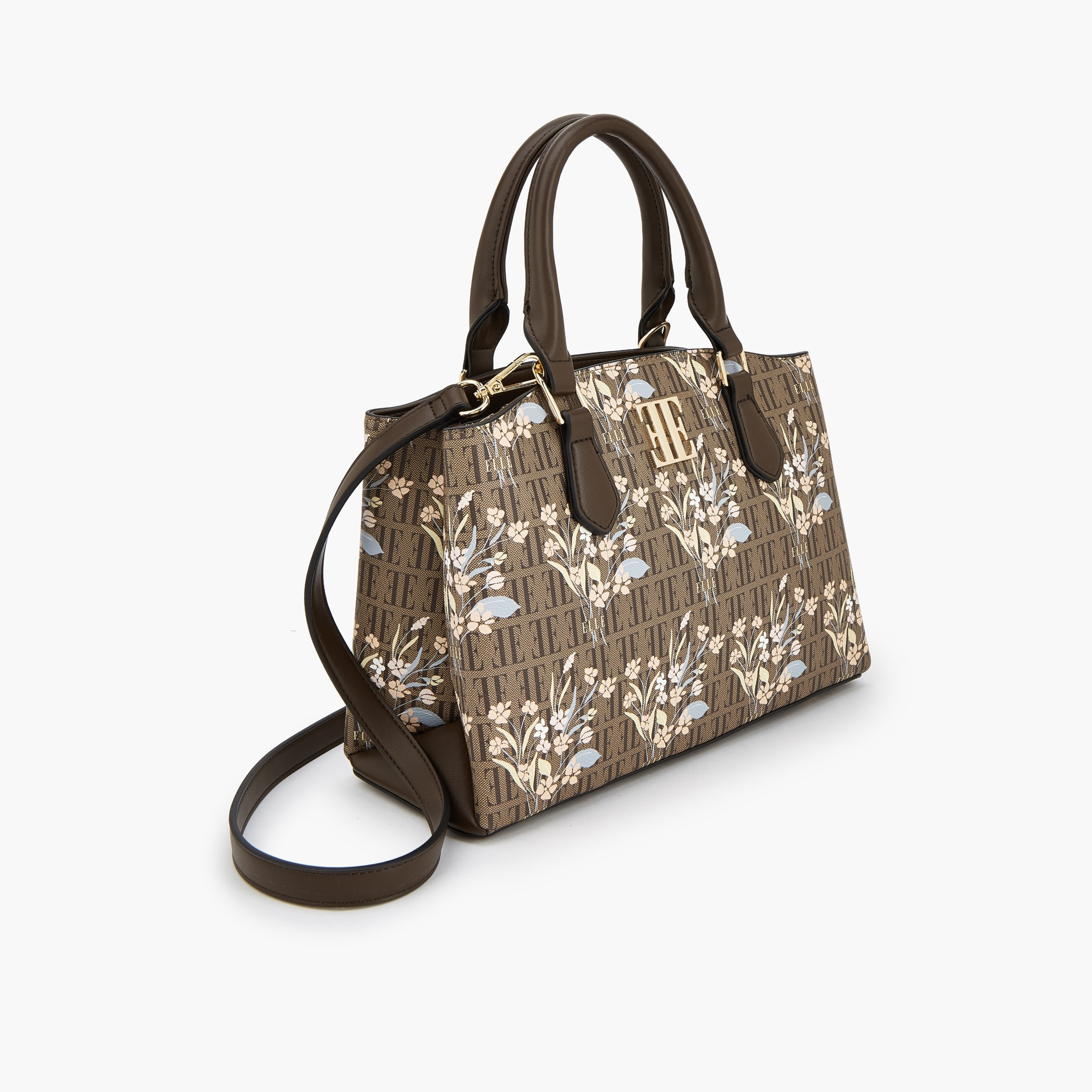 Elle Floral Monogram Print Satchel Bag with Detachable Strap-women-bagsandwallets-handbags-image-4