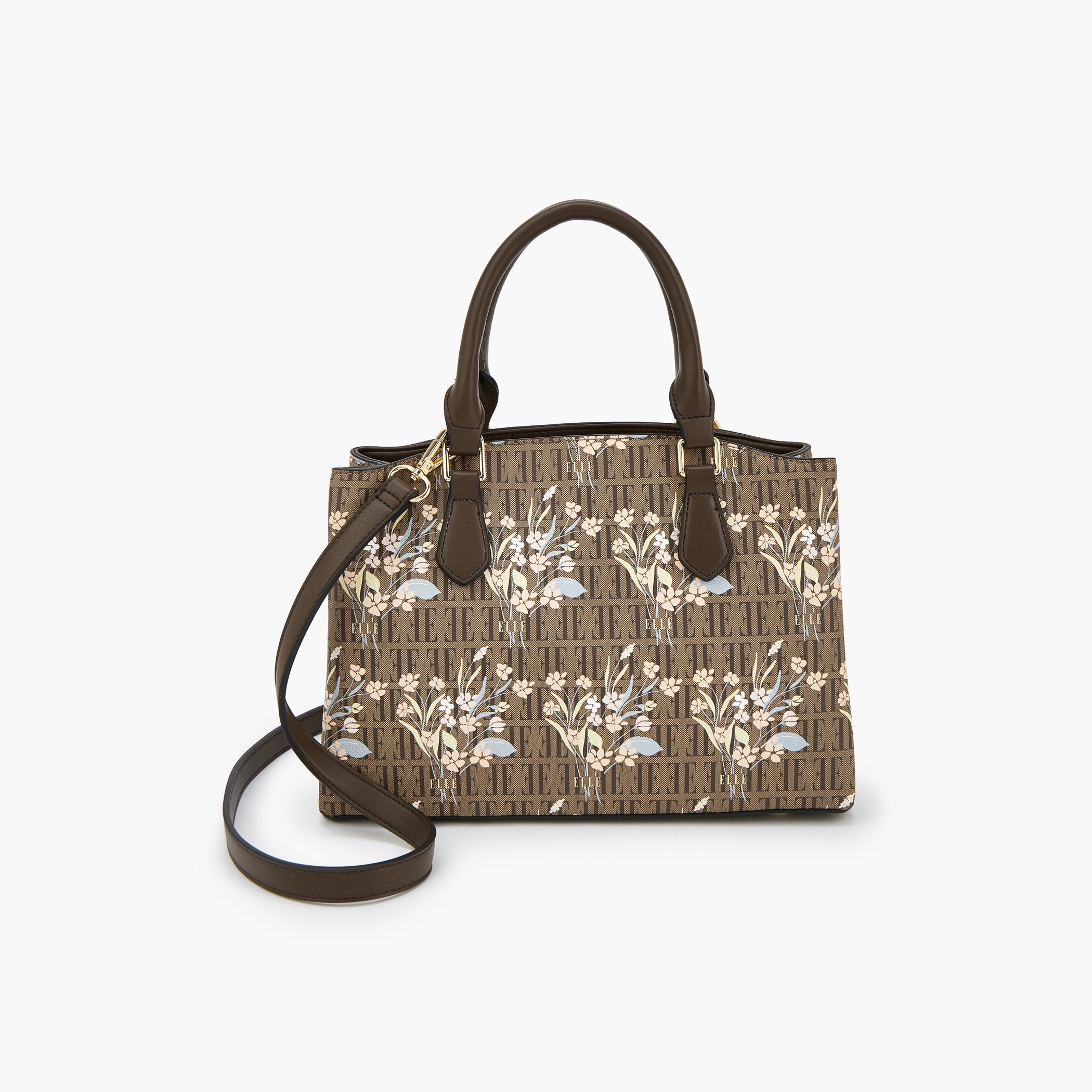 Elle Floral Monogram Print Satchel Bag with Detachable Strap-women-bagsandwallets-handbags-image-6