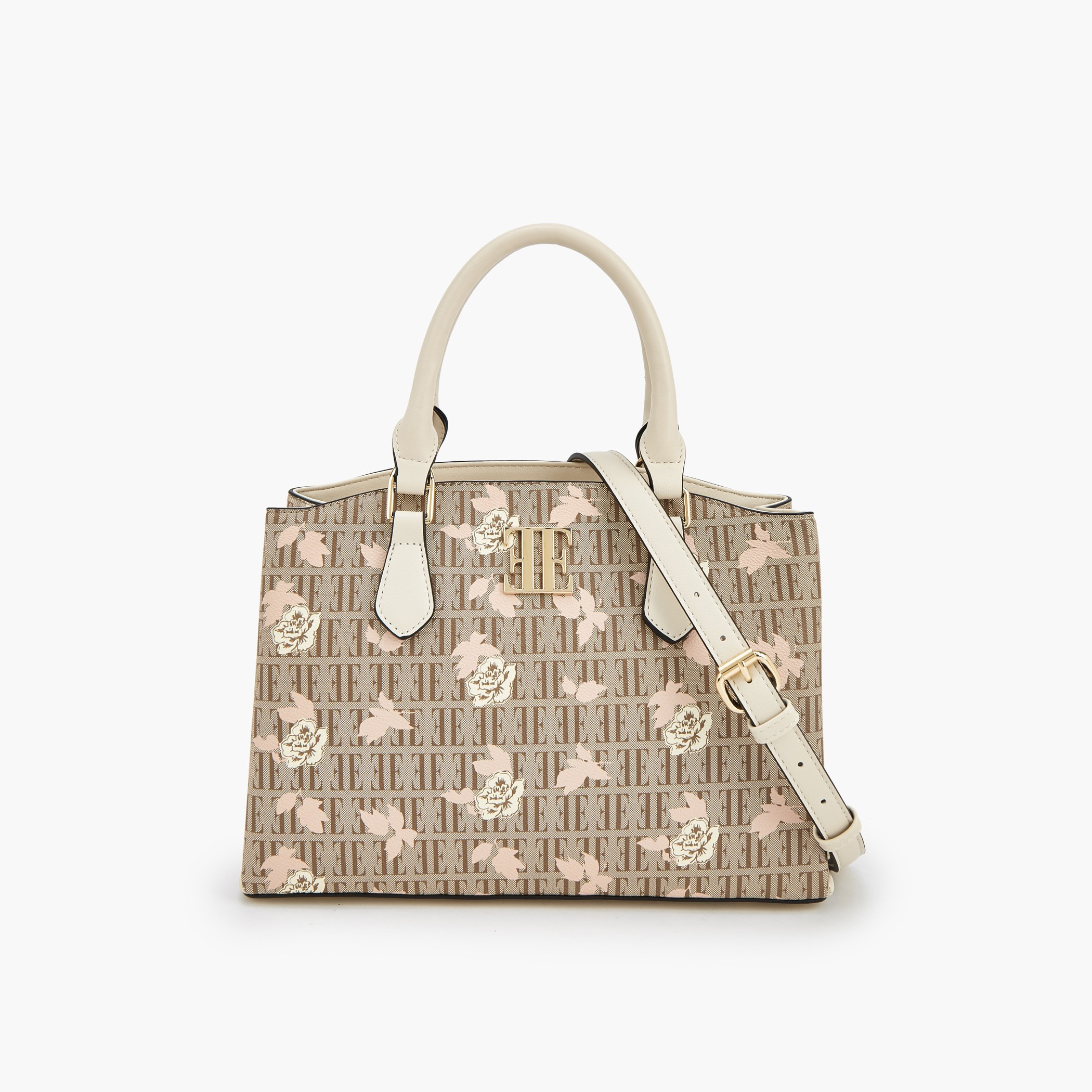 شنطة ساتشل بطبعات مونوجرام وزهور مع حزام قابل للفصل من إيل-women-bagsandwallets-handbags-image-1