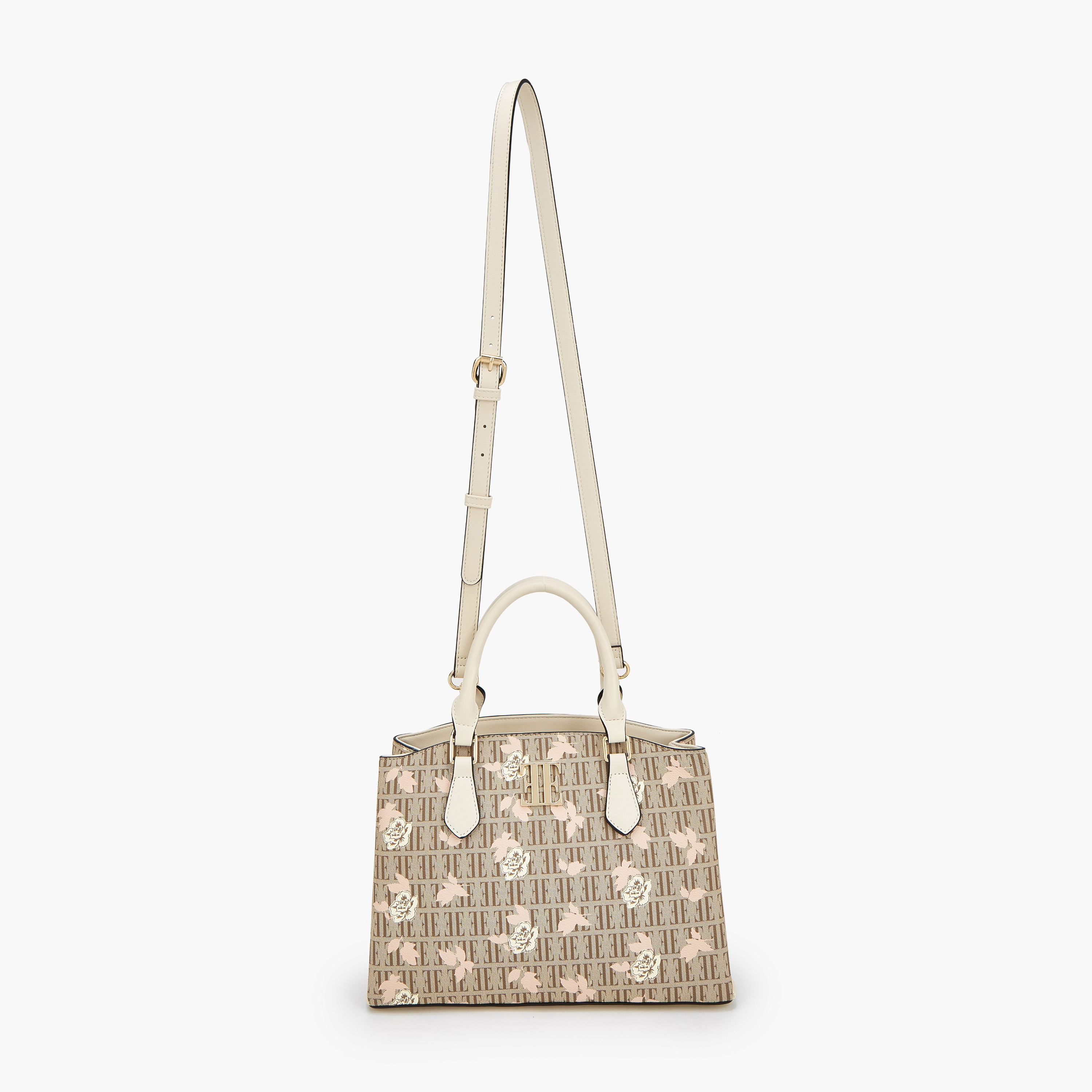 شنطة ساتشل بطبعات مونوجرام وزهور مع حزام قابل للفصل من إيل-women-bagsandwallets-handbags-image-3