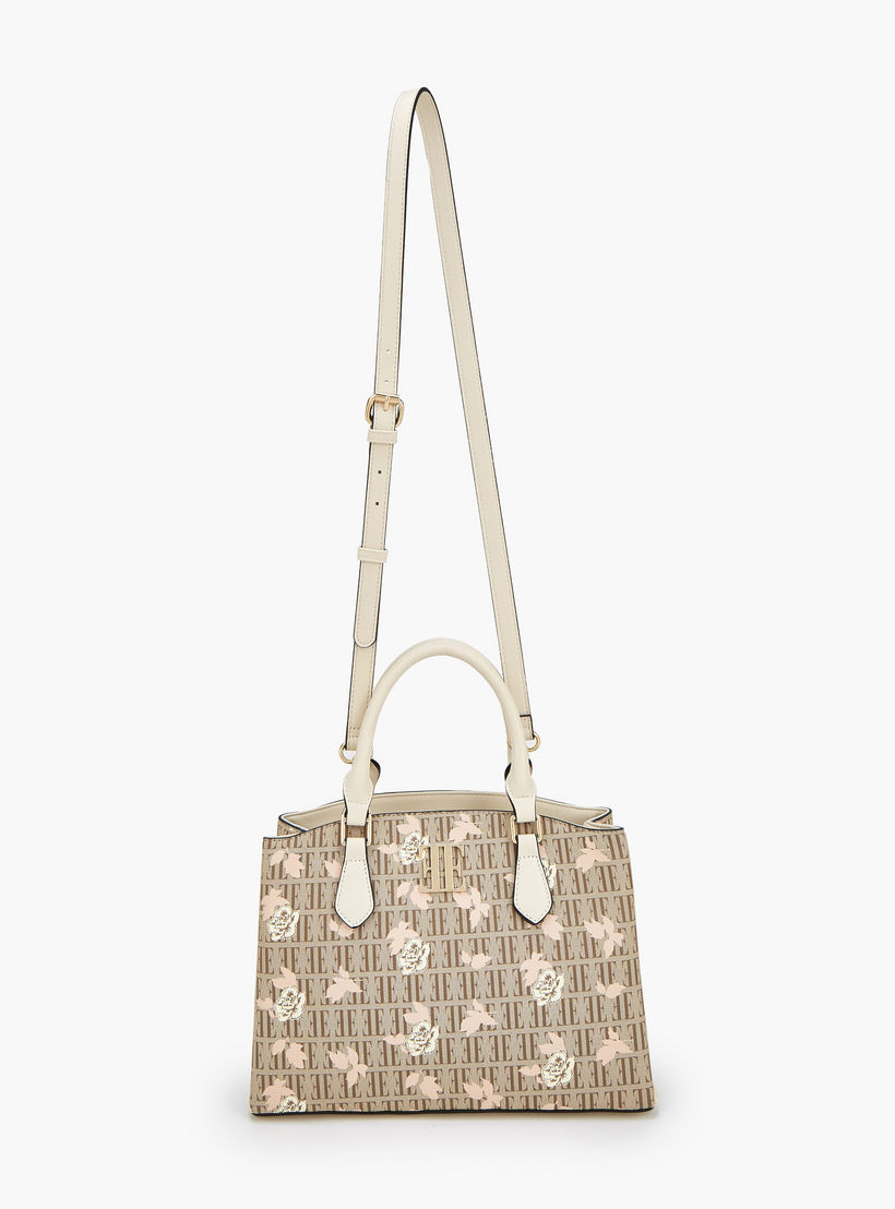 شنطة ساتشل بطبعات مونوجرام وزهور مع حزام قابل للفصل من إيل-women-bagsandwallets-handbags-image-3