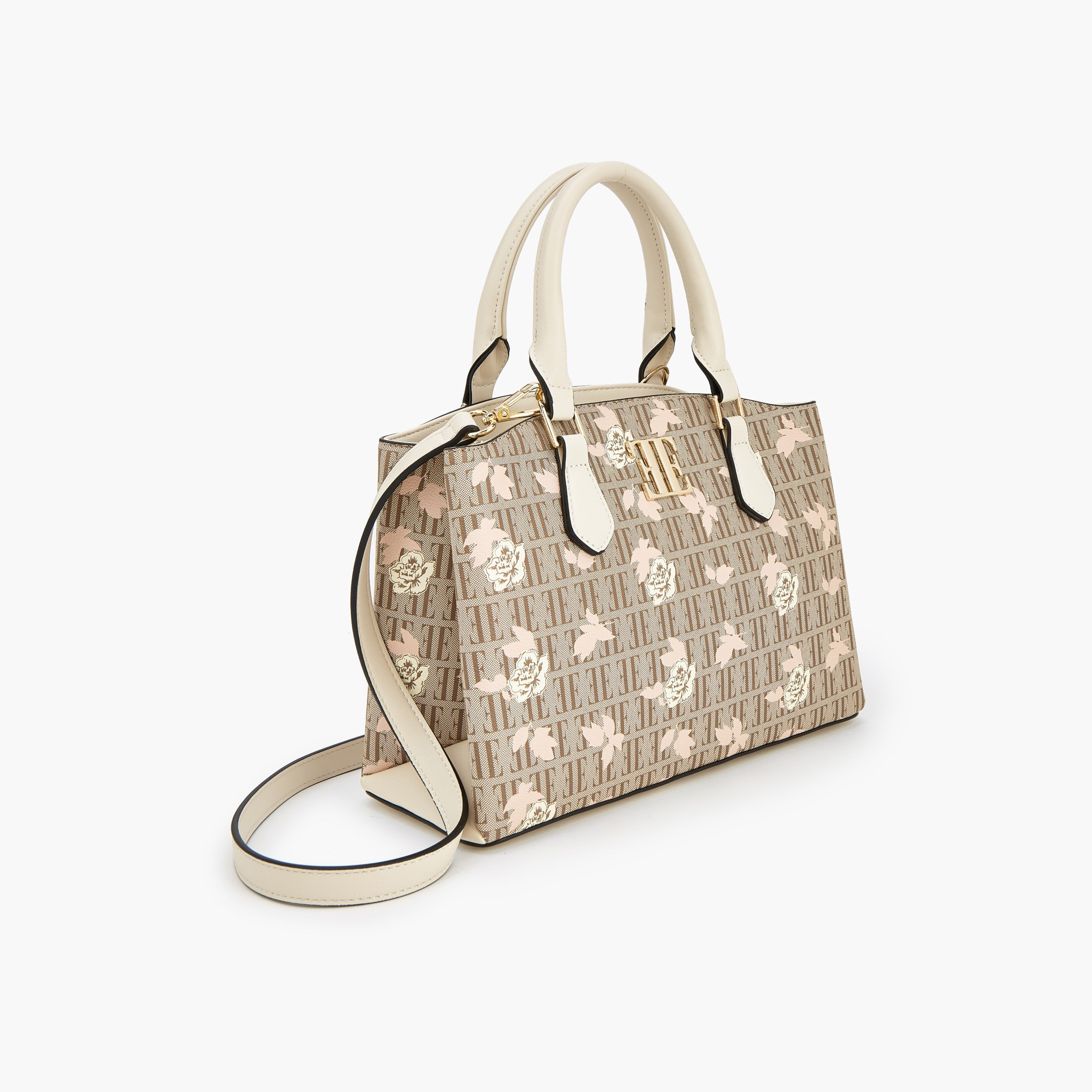 شنطة ساتشل بطبعات مونوجرام وزهور مع حزام قابل للفصل من إيل-women-bagsandwallets-handbags-image-4