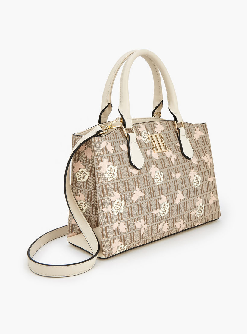 شنطة ساتشل بطبعات مونوجرام وزهور مع حزام قابل للفصل من إيل-women-bagsandwallets-handbags-image-4