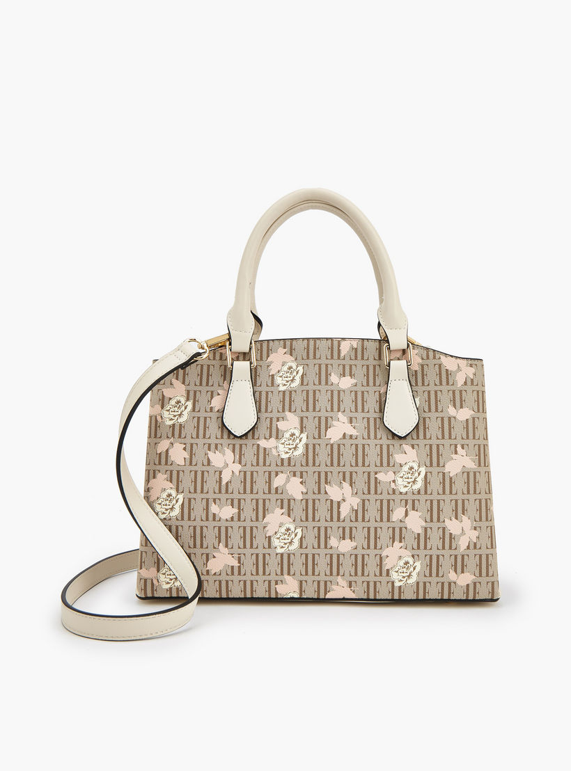 شنطة ساتشل بطبعات مونوجرام وزهور مع حزام قابل للفصل من إيل-women-bagsandwallets-handbags-image-6