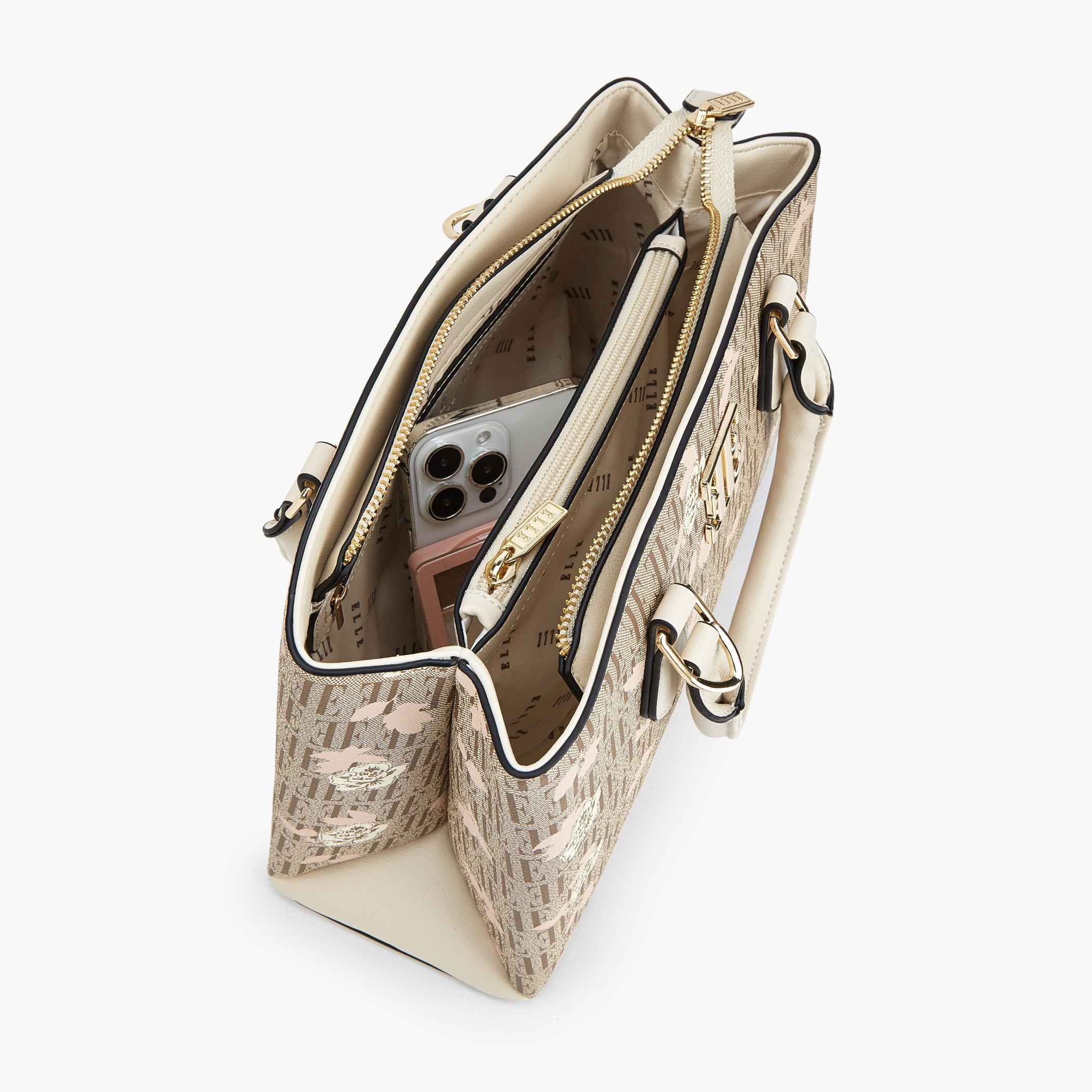 شنطة ساتشل بطبعات مونوجرام وزهور مع حزام قابل للفصل من إيل-women-bagsandwallets-handbags-image-8