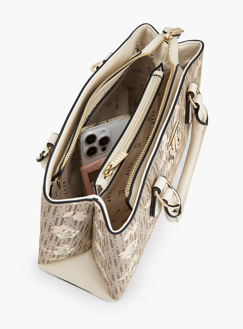 شنطة ساتشل بطبعات مونوجرام وزهور مع حزام قابل للفصل من إيل-women-bagsandwallets-handbags-image-8