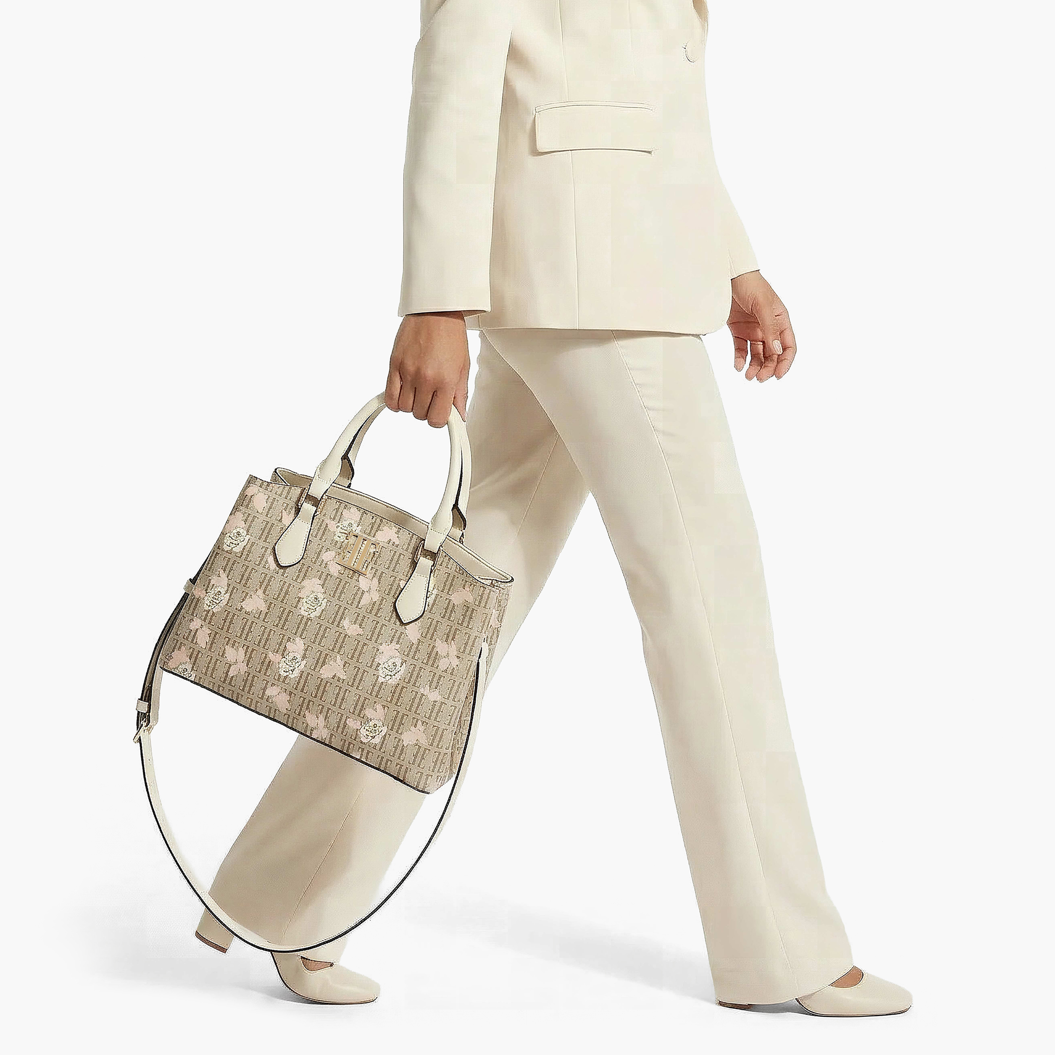 شنطة ساتشل بطبعات مونوجرام وزهور مع حزام قابل للفصل من إيل-women-bagsandwallets-handbags-image-2