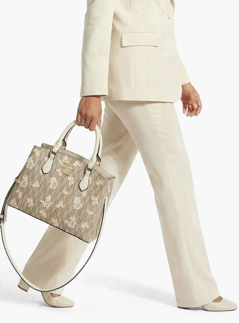 شنطة ساتشل بطبعات مونوجرام وزهور مع حزام قابل للفصل من إيل-women-bagsandwallets-handbags-image-2