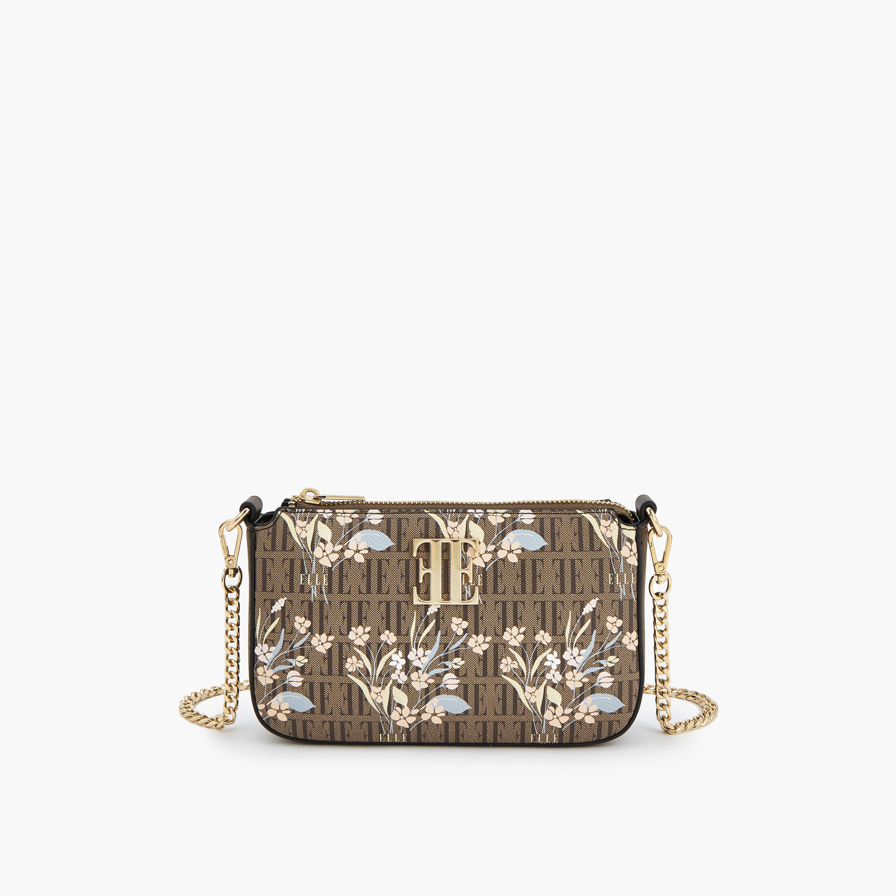شنطة كروس بودي بطبعات مونوجرام وأزهار وحزام سلسلة من إيل-women-bagsandwallets-handbags-image-1