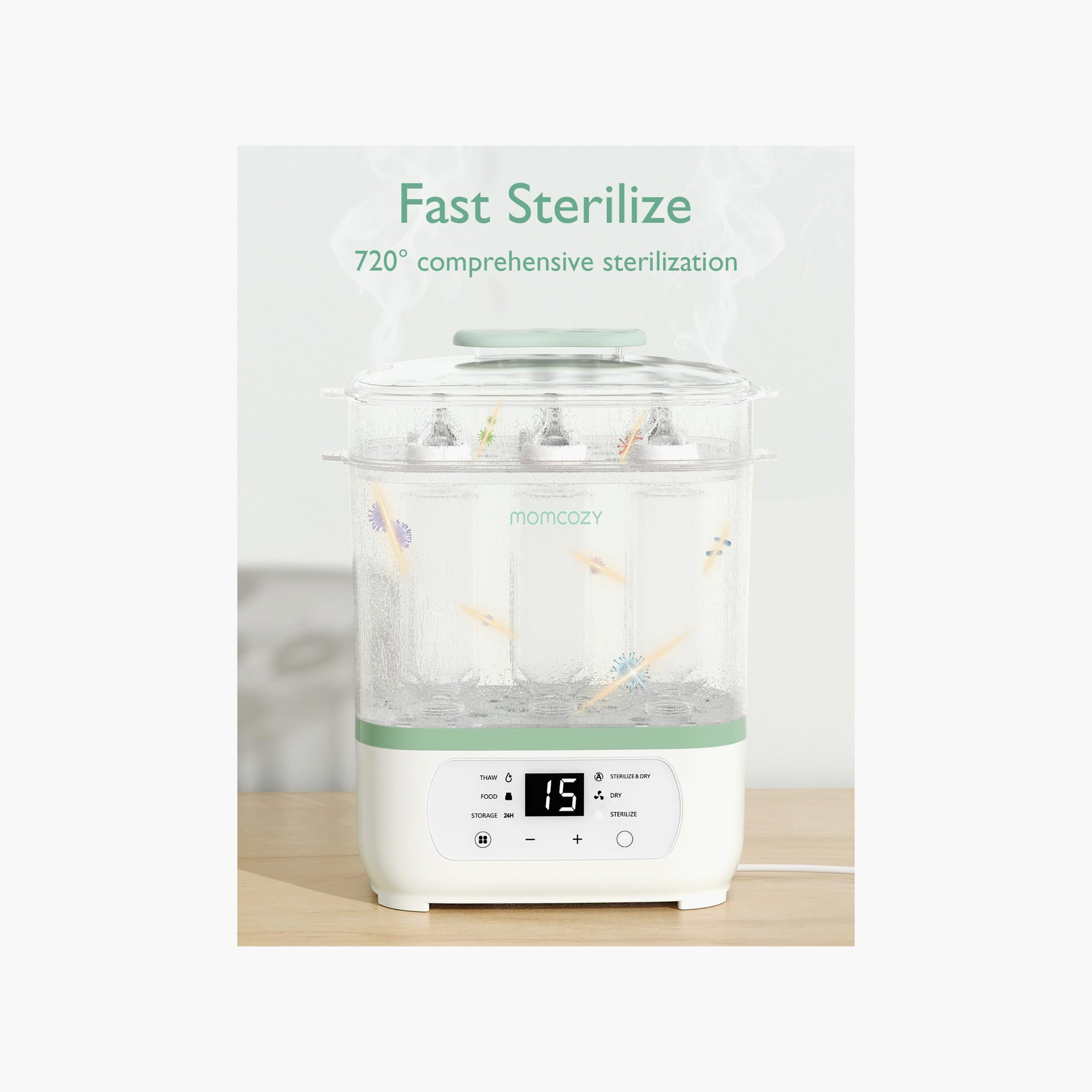 جهاز تعقيم وتجفيف الرضّاعات 8 في 1 مع تعقيم متعدد المراحل من مومكوزي-baby-feeding-sterilizersandwarmers-image-4
