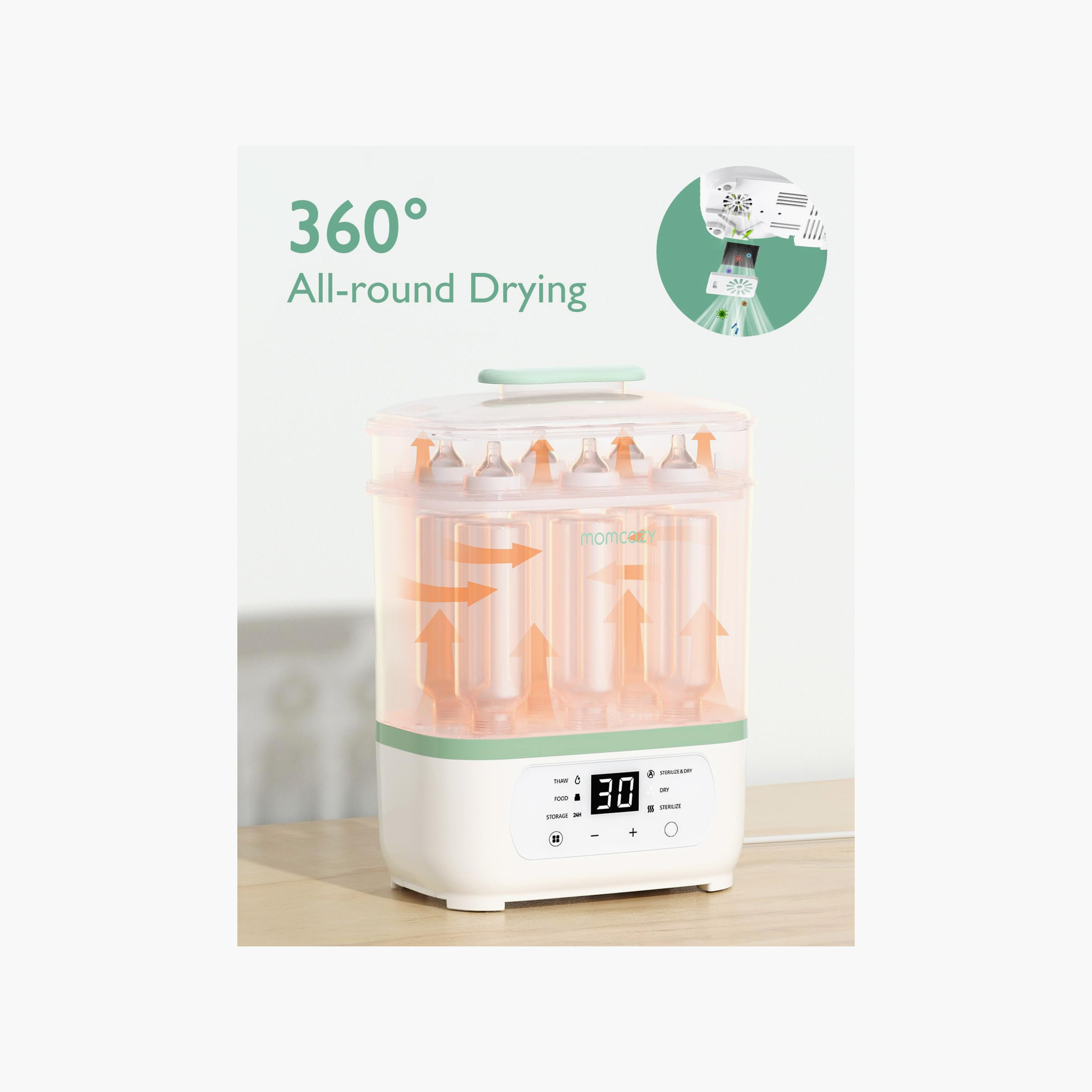 جهاز تعقيم وتجفيف الرضّاعات 8 في 1 مع تعقيم متعدد المراحل من مومكوزي-baby-feeding-sterilizersandwarmers-image-5
