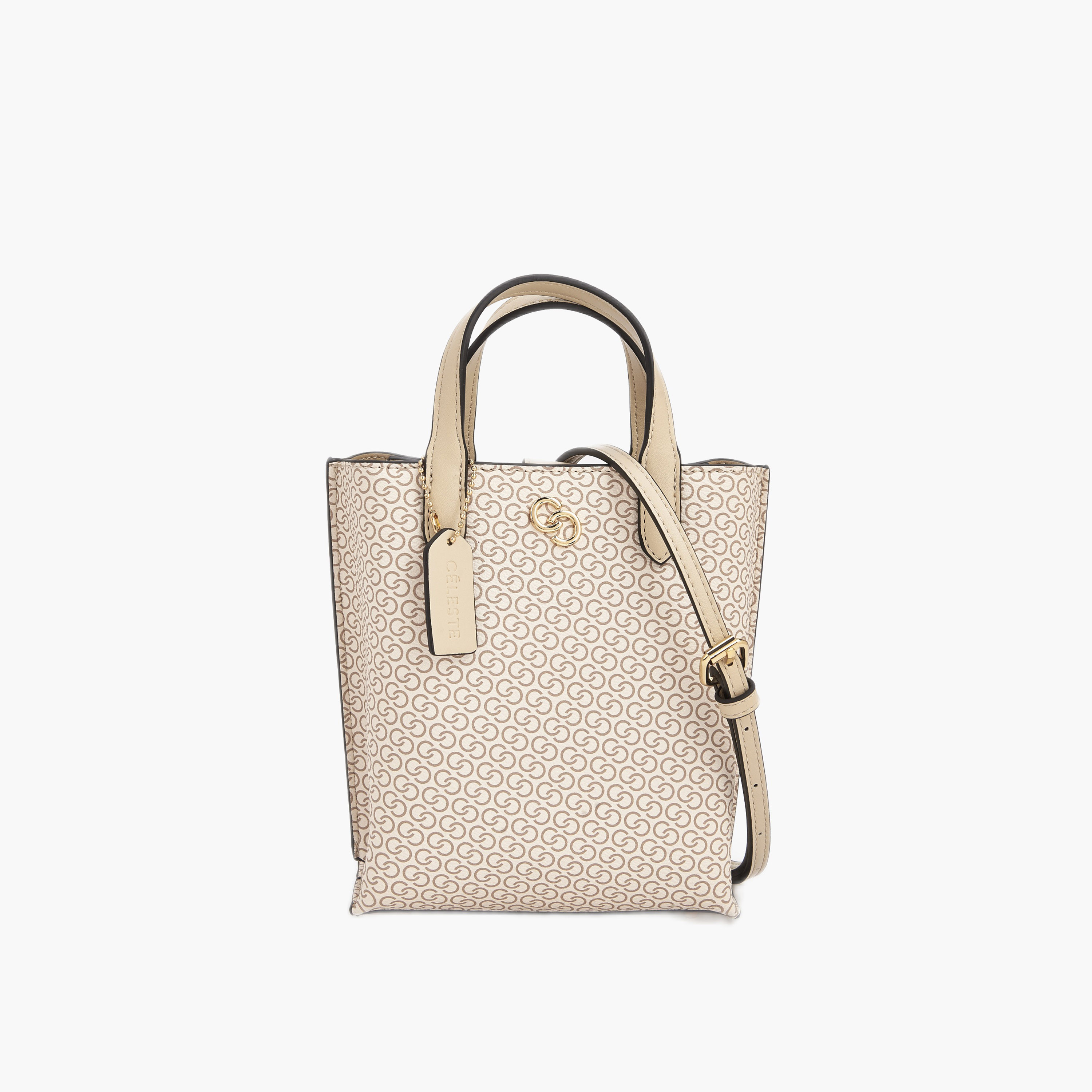 Celeste Monogram Print Tote Bag with Double Handle-women-bagsandwallets-handbags-image-2