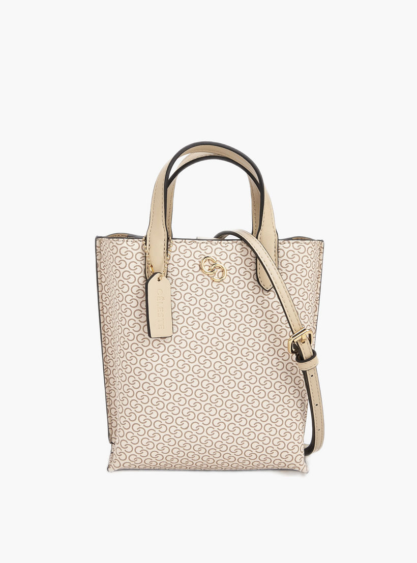 Celeste Monogram Print Tote Bag with Double Handle-women-bagsandwallets-handbags-image-2