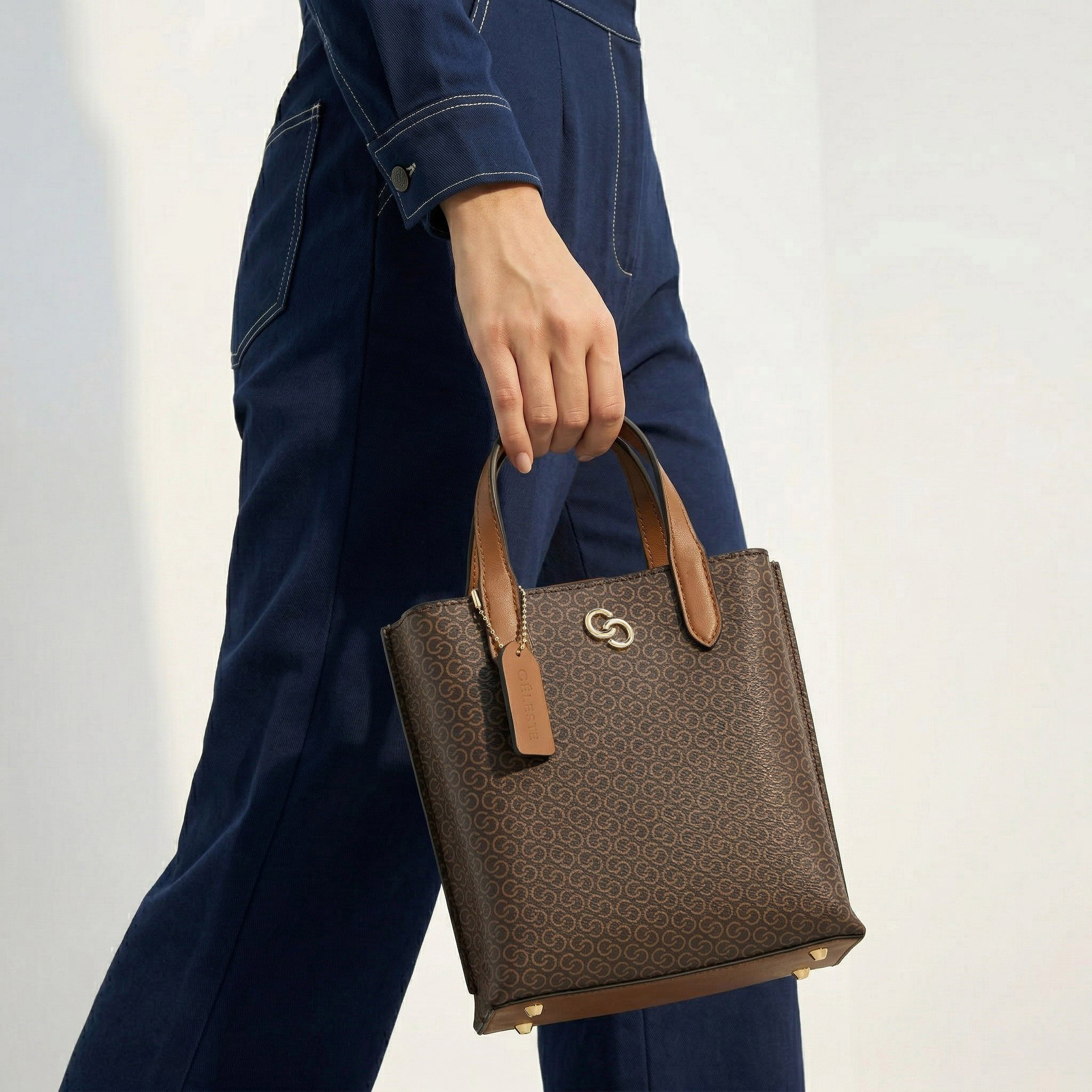Celeste Monogram Print Tote Bag with Double Handle-women-bagsandwallets-handbags-image-1