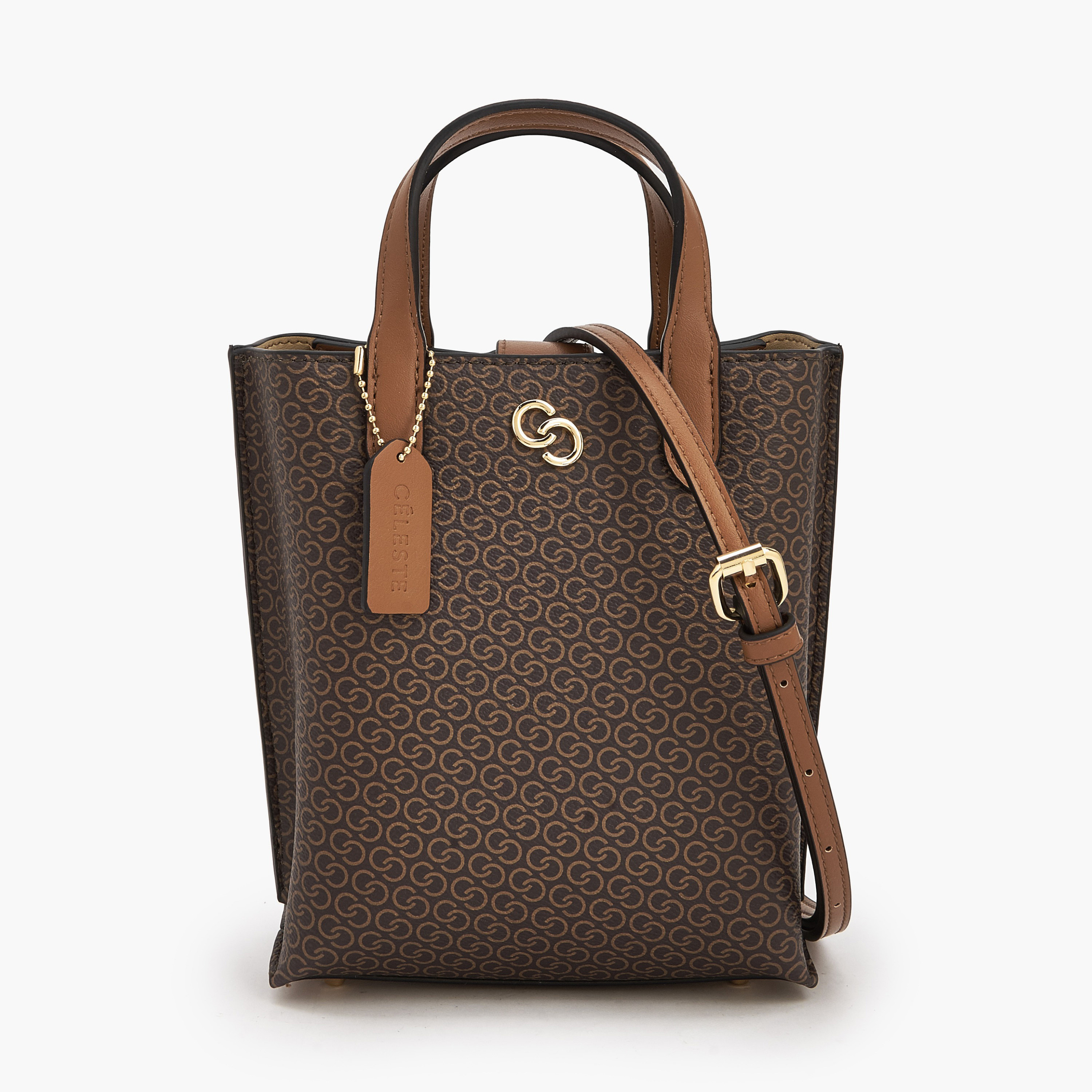 Celeste Monogram Print Tote Bag with Double Handle-women-bagsandwallets-handbags-image-2