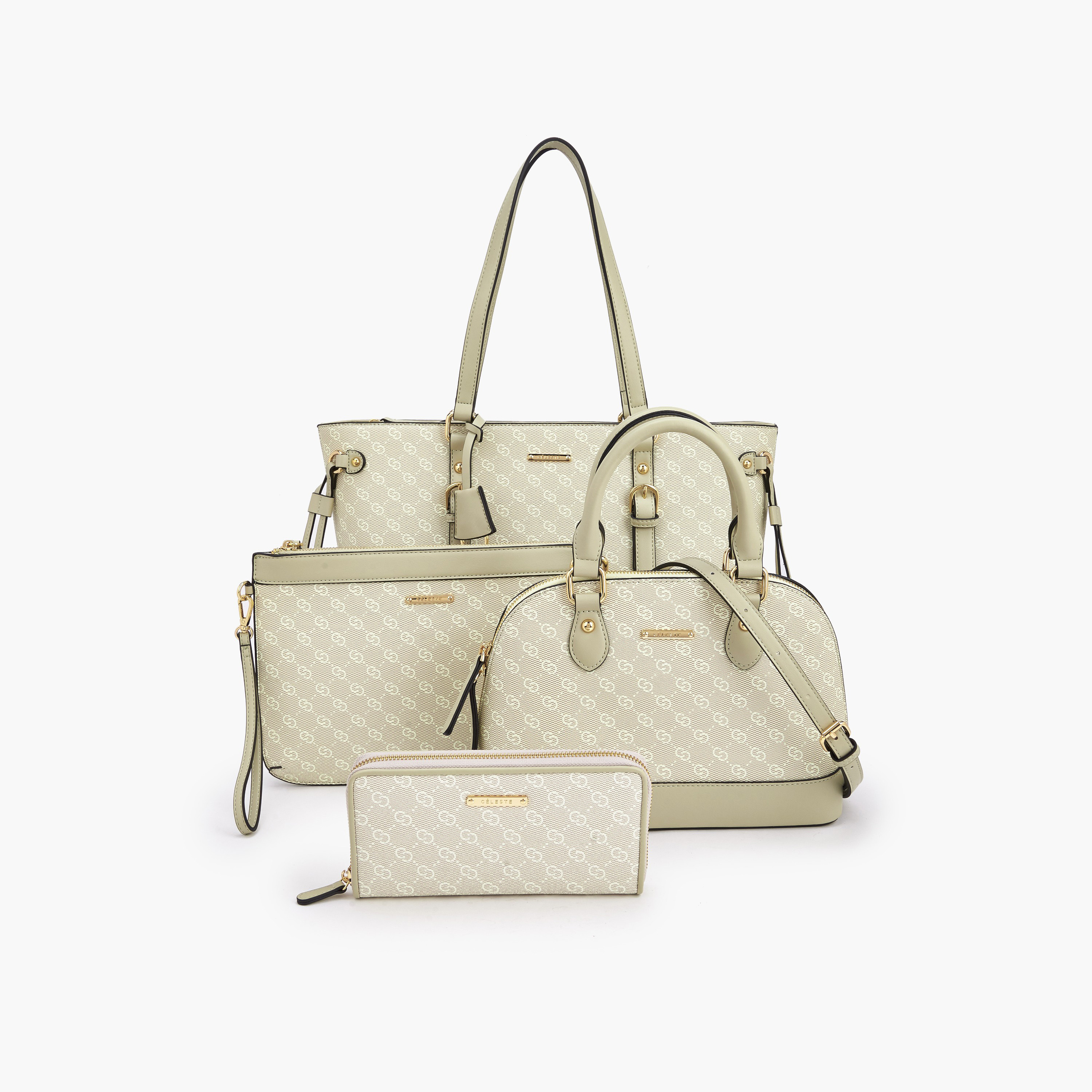 Celeste 4-Piece Monogram Print Bag Set-women-bagsandwallets-handbags-image-1