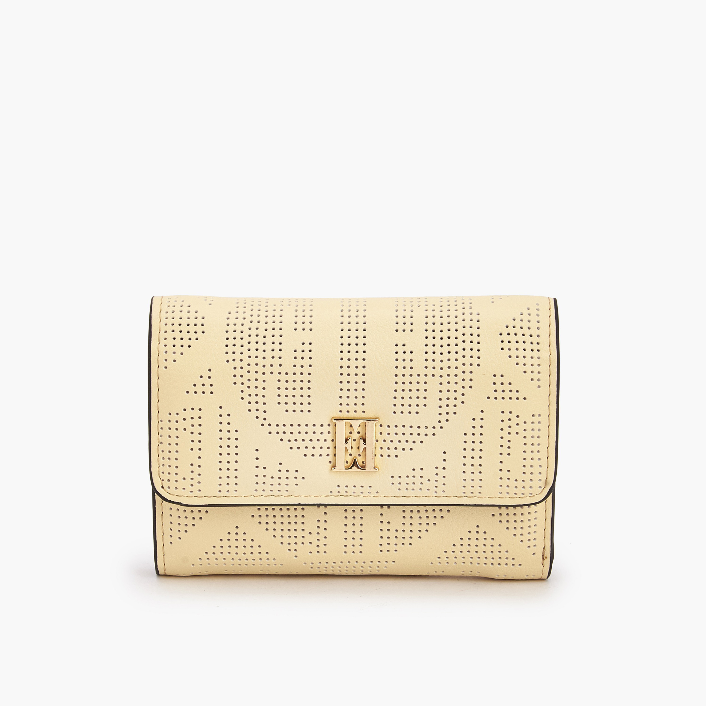 Elle Perforated Wallet with Snap Button Closure-women-bagsandwallets-wallets-image-1