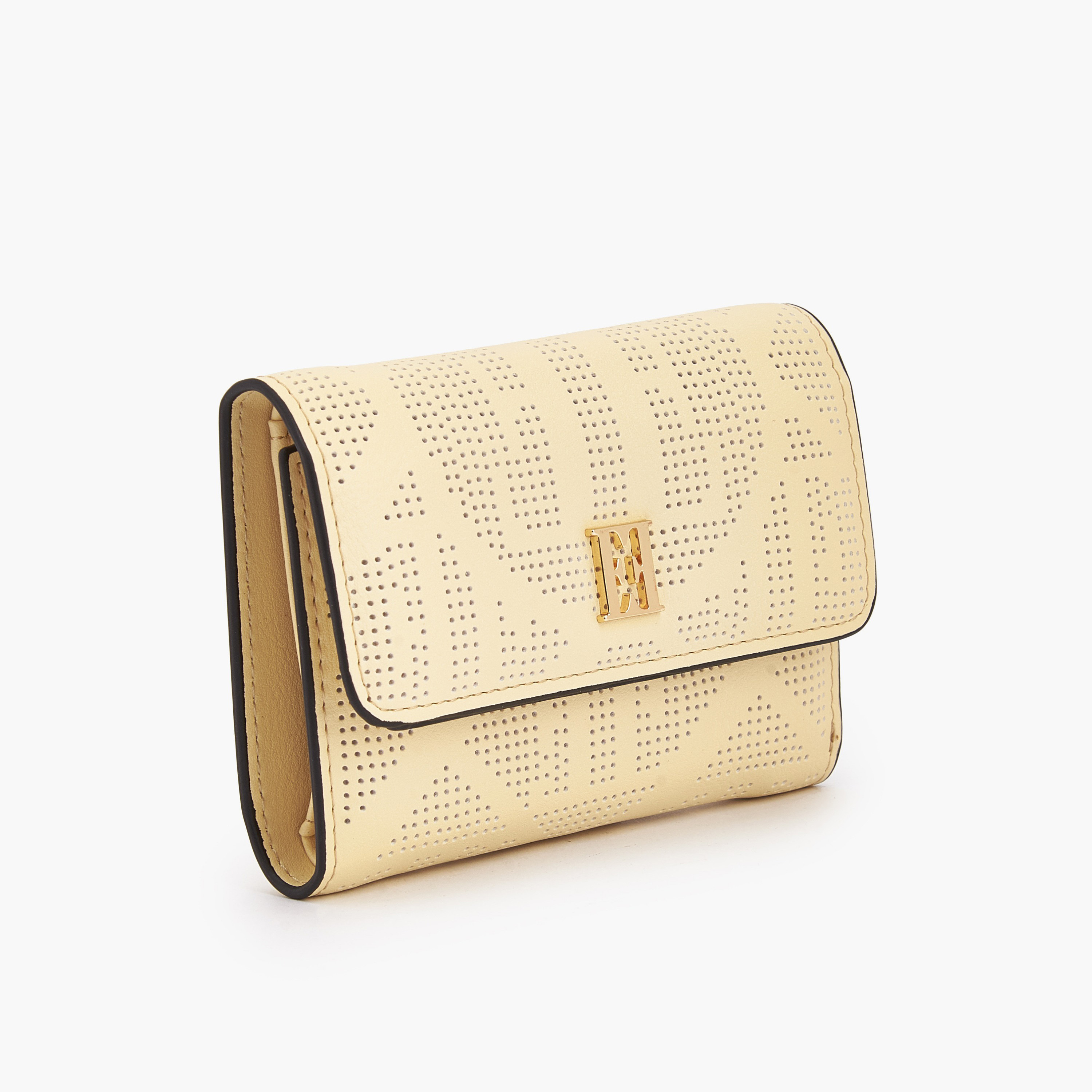 Elle Perforated Wallet with Snap Button Closure-women-bagsandwallets-wallets-image-2
