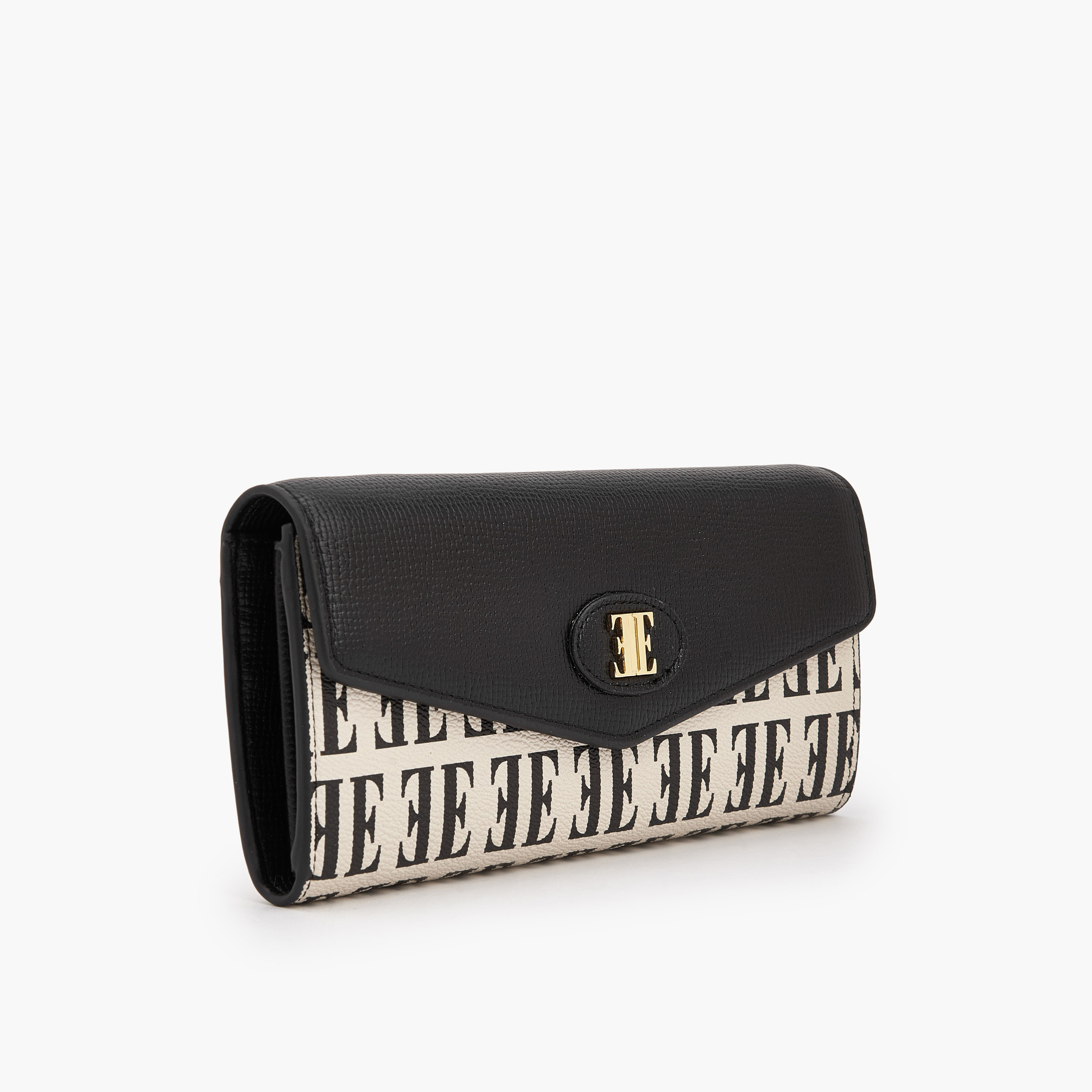 Elle Monogram Print Wallet with Snap Button Closure-women-bagsandwallets-wallets-image-2