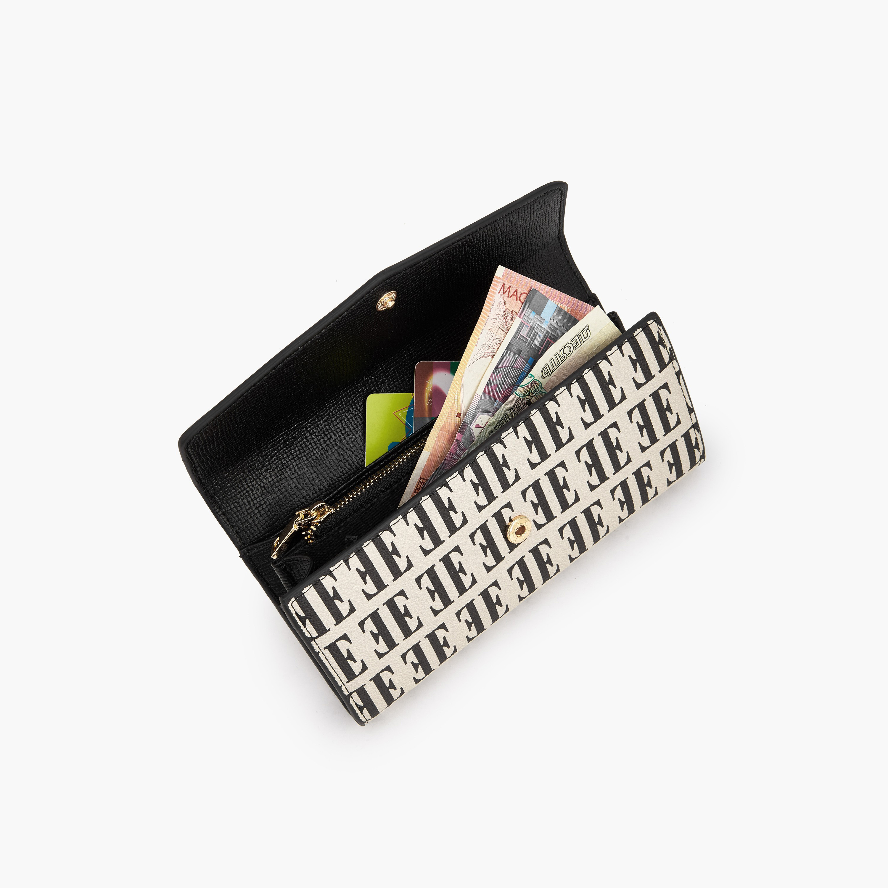 Elle Monogram Print Wallet with Snap Button Closure-women-bagsandwallets-wallets-image-7