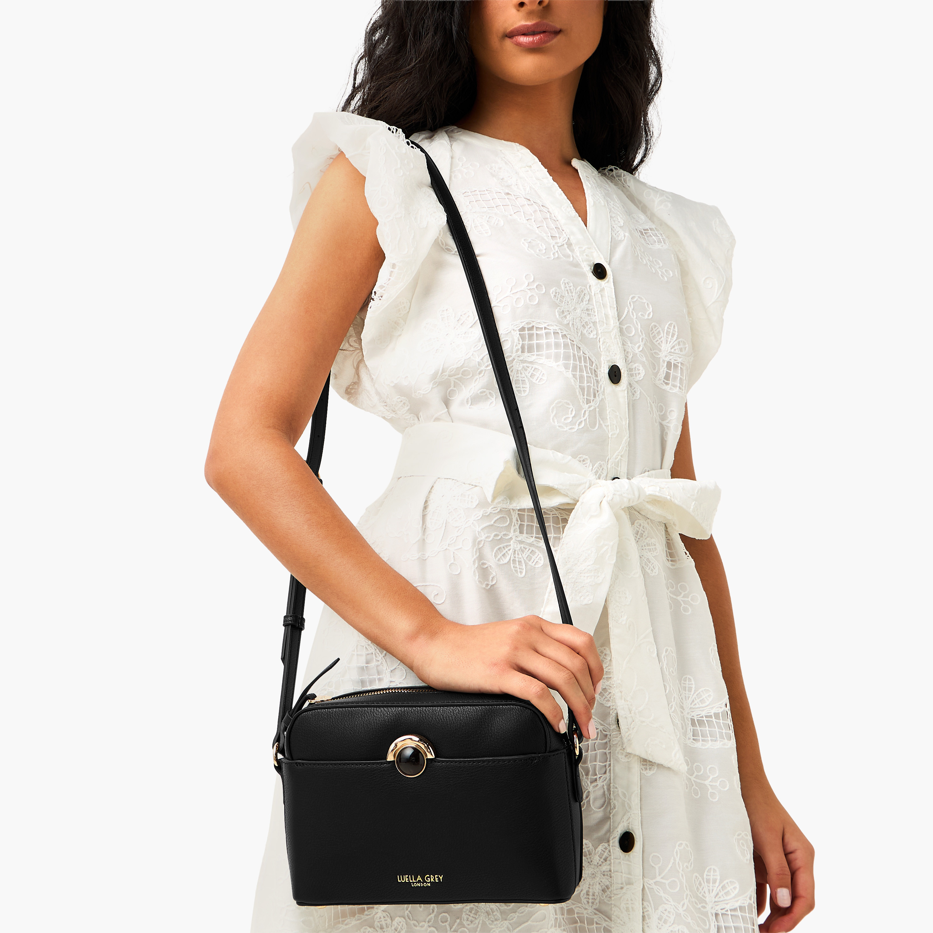 شنطة كروس بودي سادة بحزام قابل للتعديل سيان من لويلا جري-women-bagsandwallets-handbags-image-2