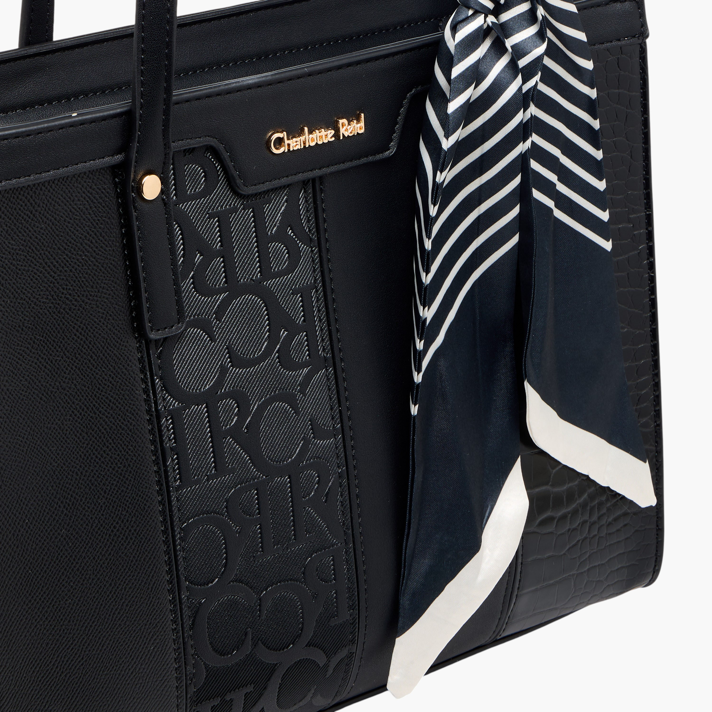 Charlotte Reid Monogram Panelled Tote Bag with Scarf Detail-women-bagsandwallets-handbags-image-5