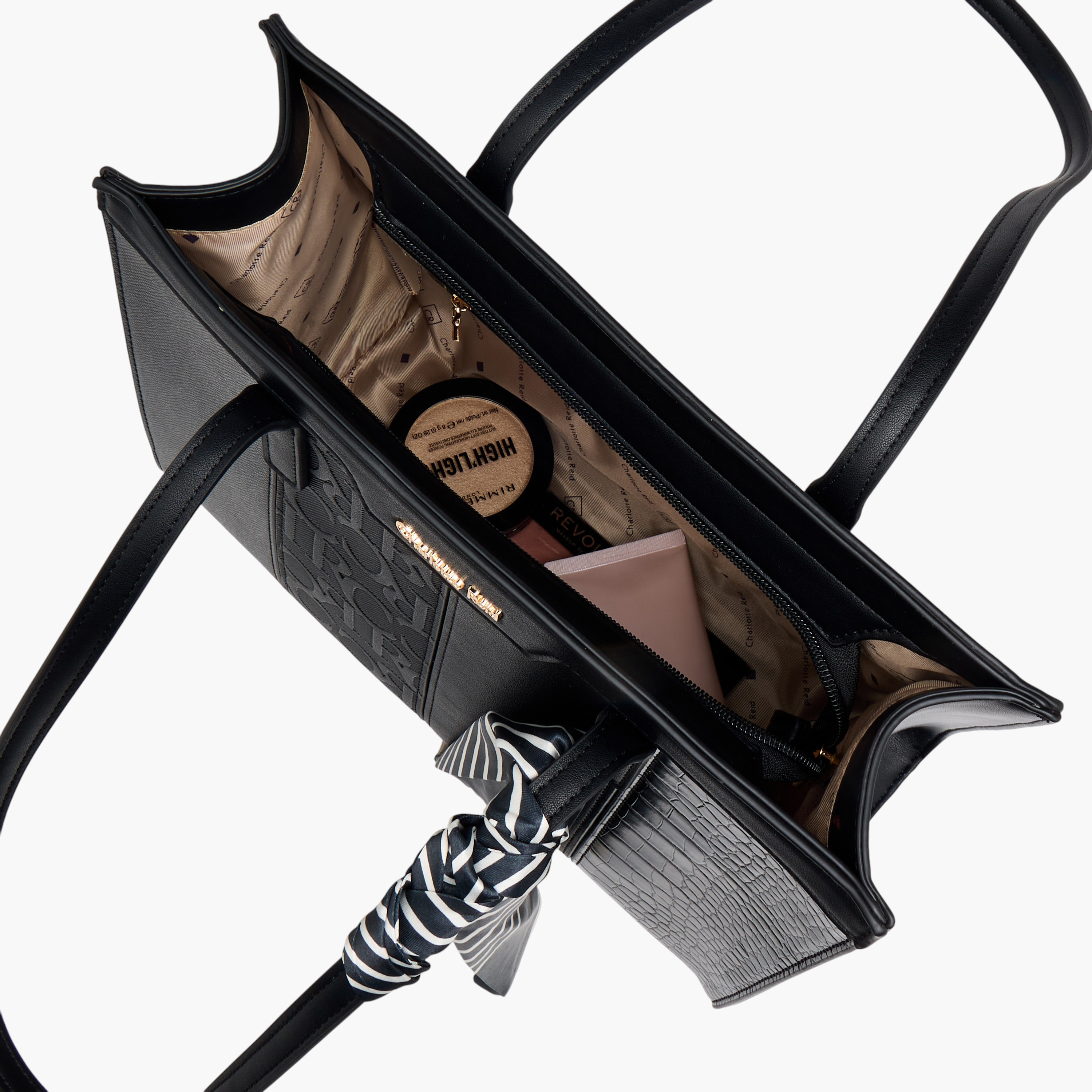 Charlotte Reid Monogram Panelled Tote Bag with Scarf Detail-women-bagsandwallets-handbags-image-7