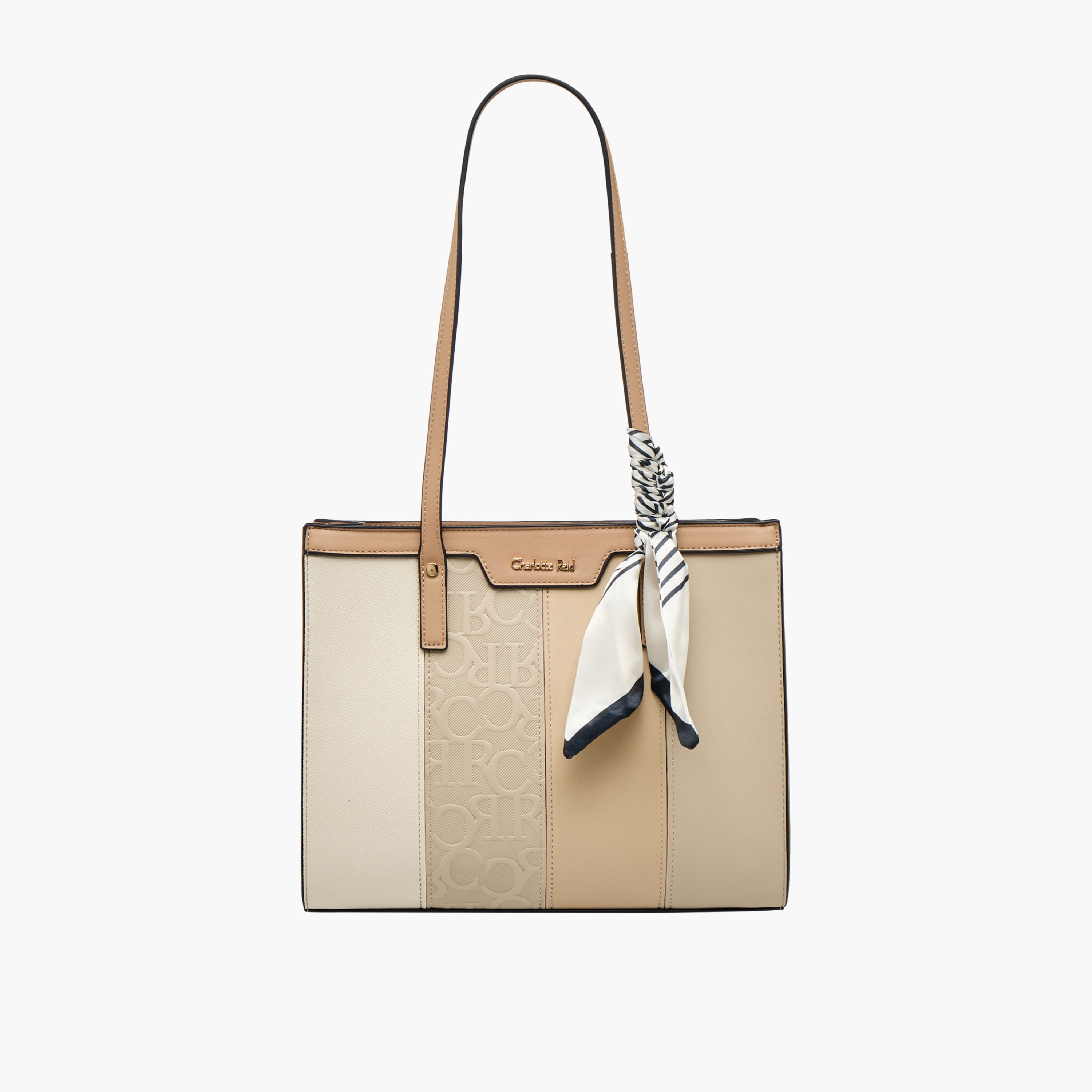 Charlotte Reid Monogram Panelled Tote Bag with Scarf Detail-women-bagsandwallets-handbags-image-1