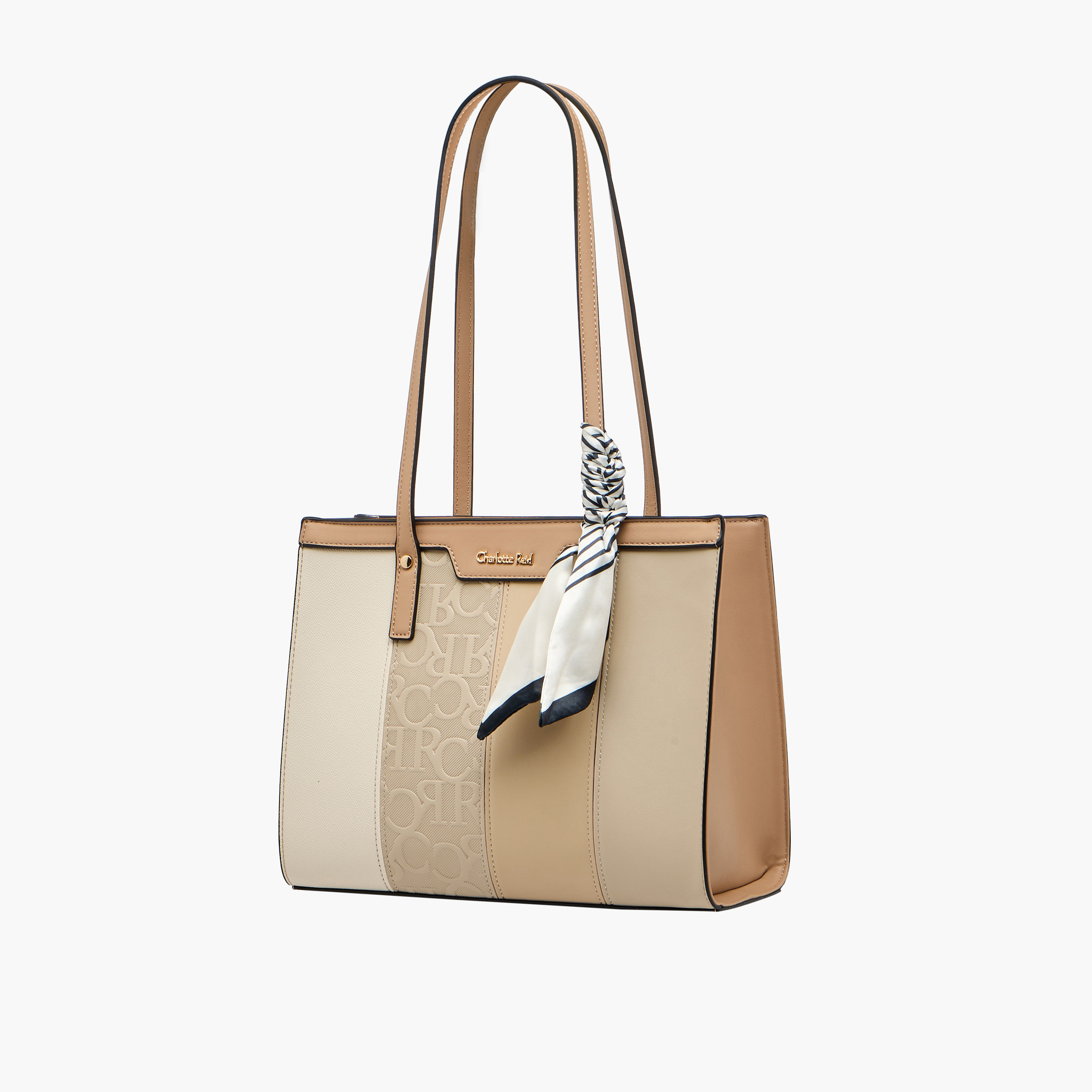 Charlotte Reid Monogram Panelled Tote Bag with Scarf Detail-women-bagsandwallets-handbags-image-3