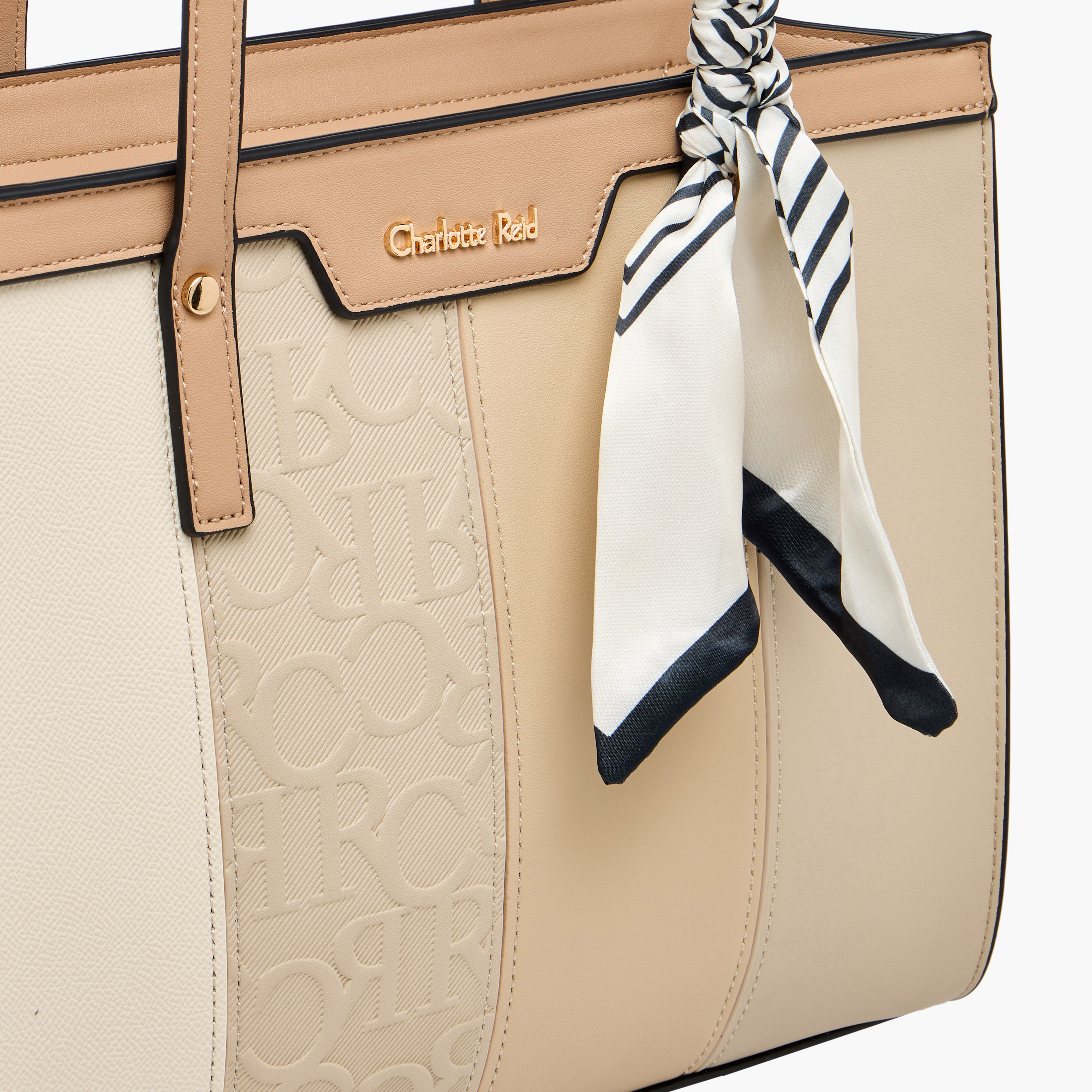 Charlotte Reid Monogram Panelled Tote Bag with Scarf Detail-women-bagsandwallets-handbags-image-5