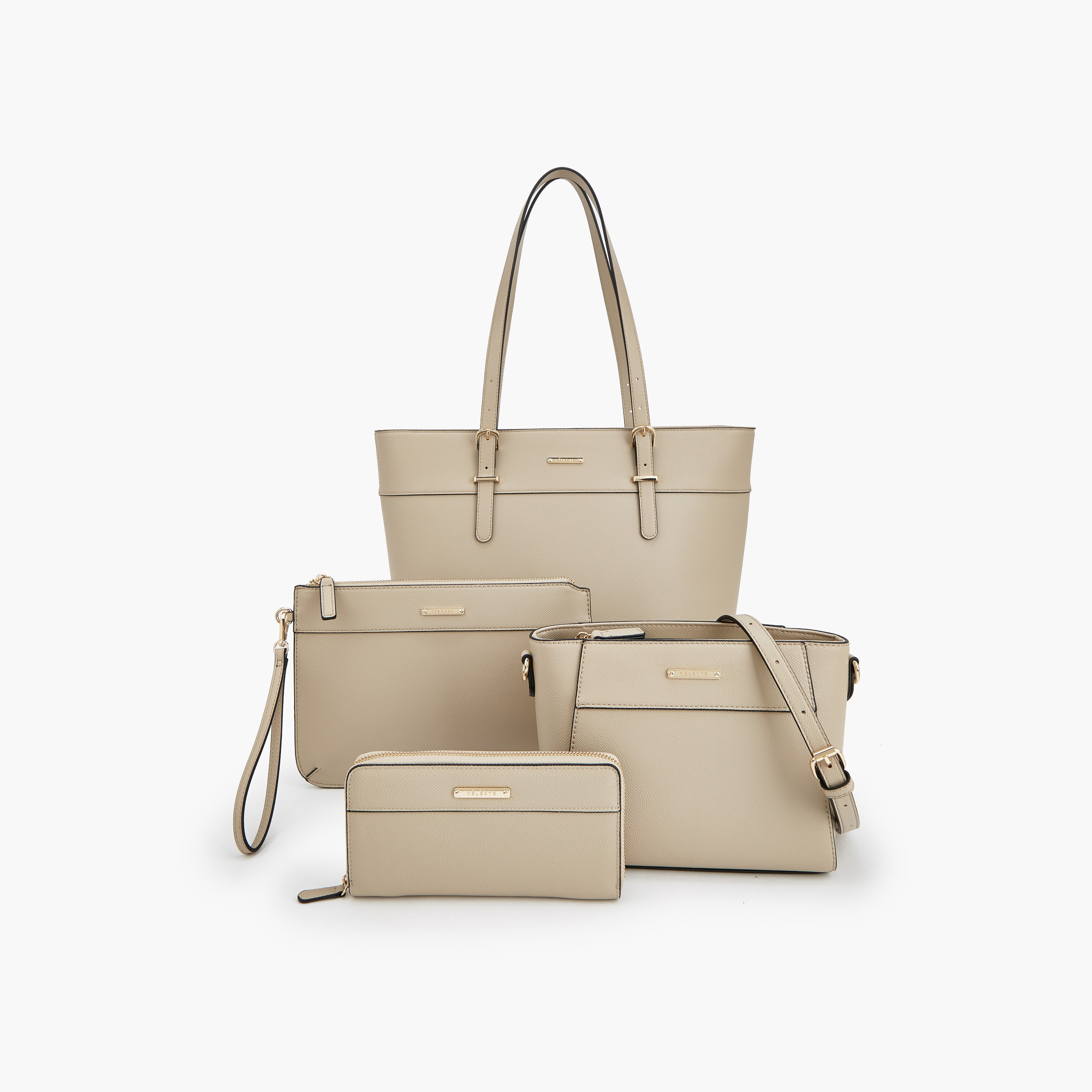 Celeste 4-Piece Tote Bag Set with Solid Design-women-bagsandwallets-handbags-image-1