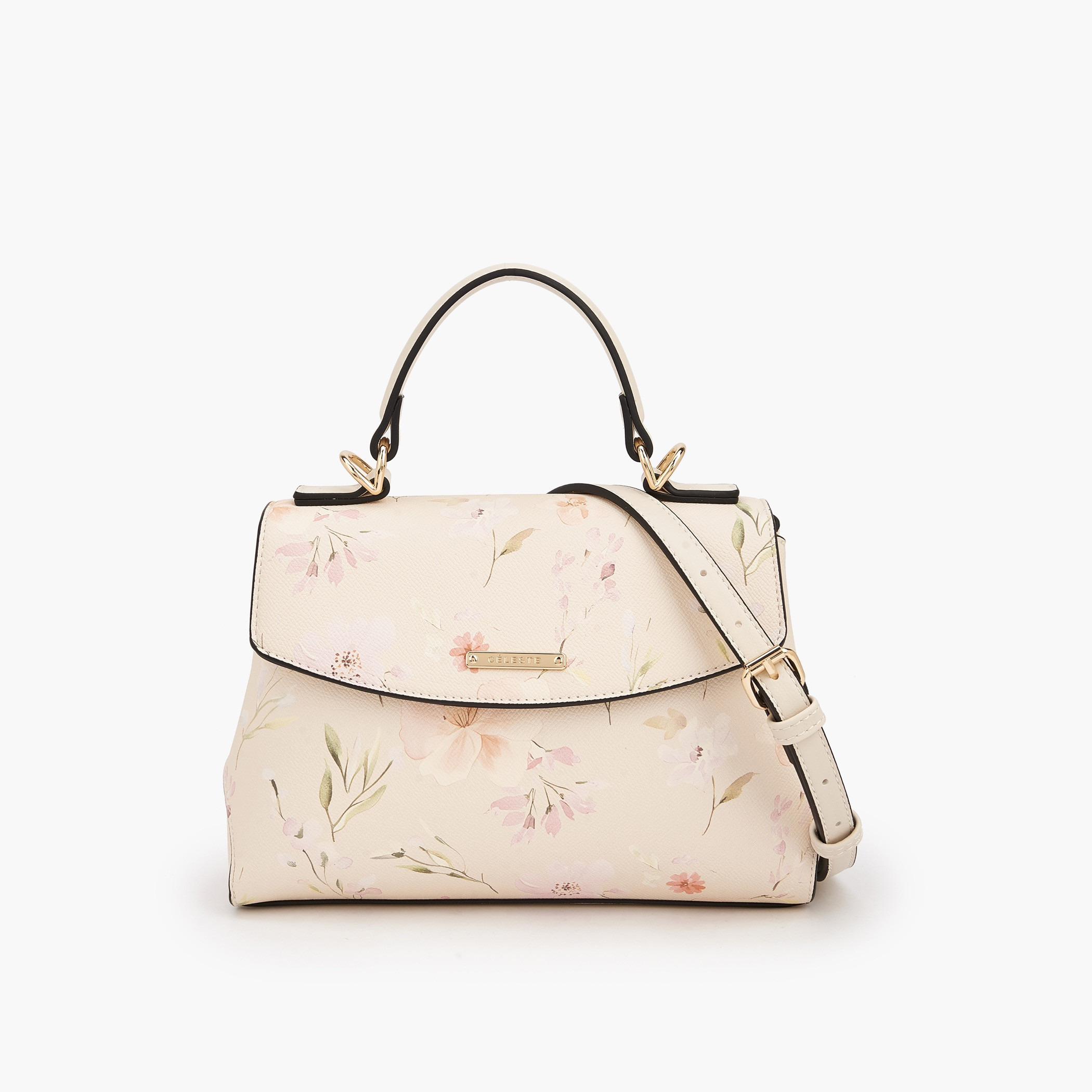 Celeste Floral Print Satchel Bag with Adjustable Strap-women-bagsandwallets-handbags-image-1