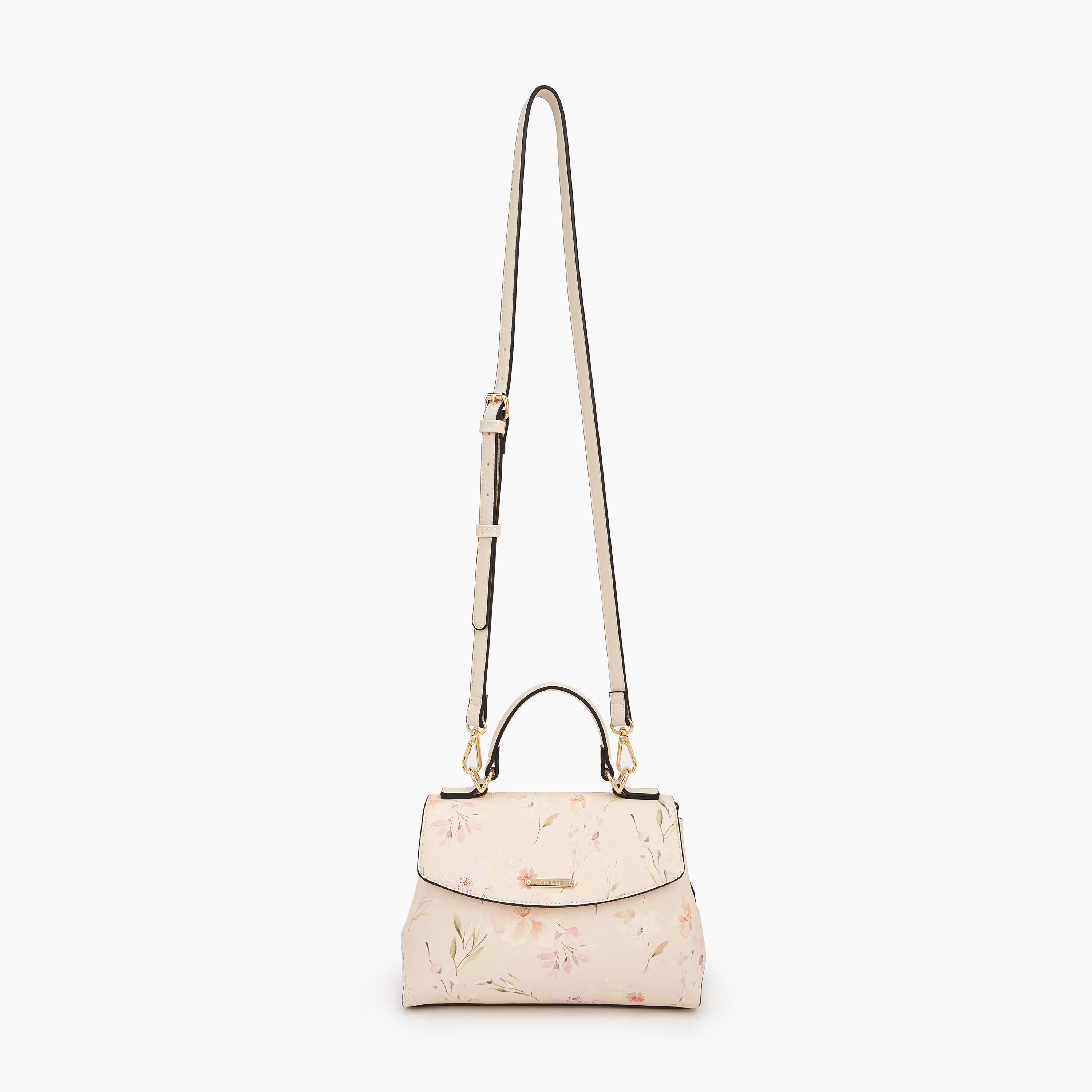 Celeste Floral Print Satchel Bag with Adjustable Strap-women-bagsandwallets-handbags-image-2