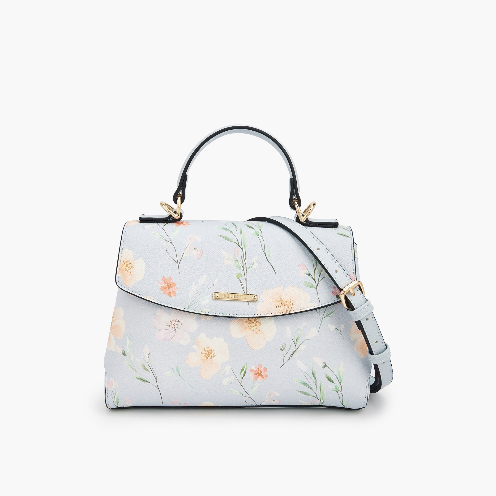 Celeste Floral Print Satchel Bag with Adjustable Strap-women-bagsandwallets-handbags-image-1